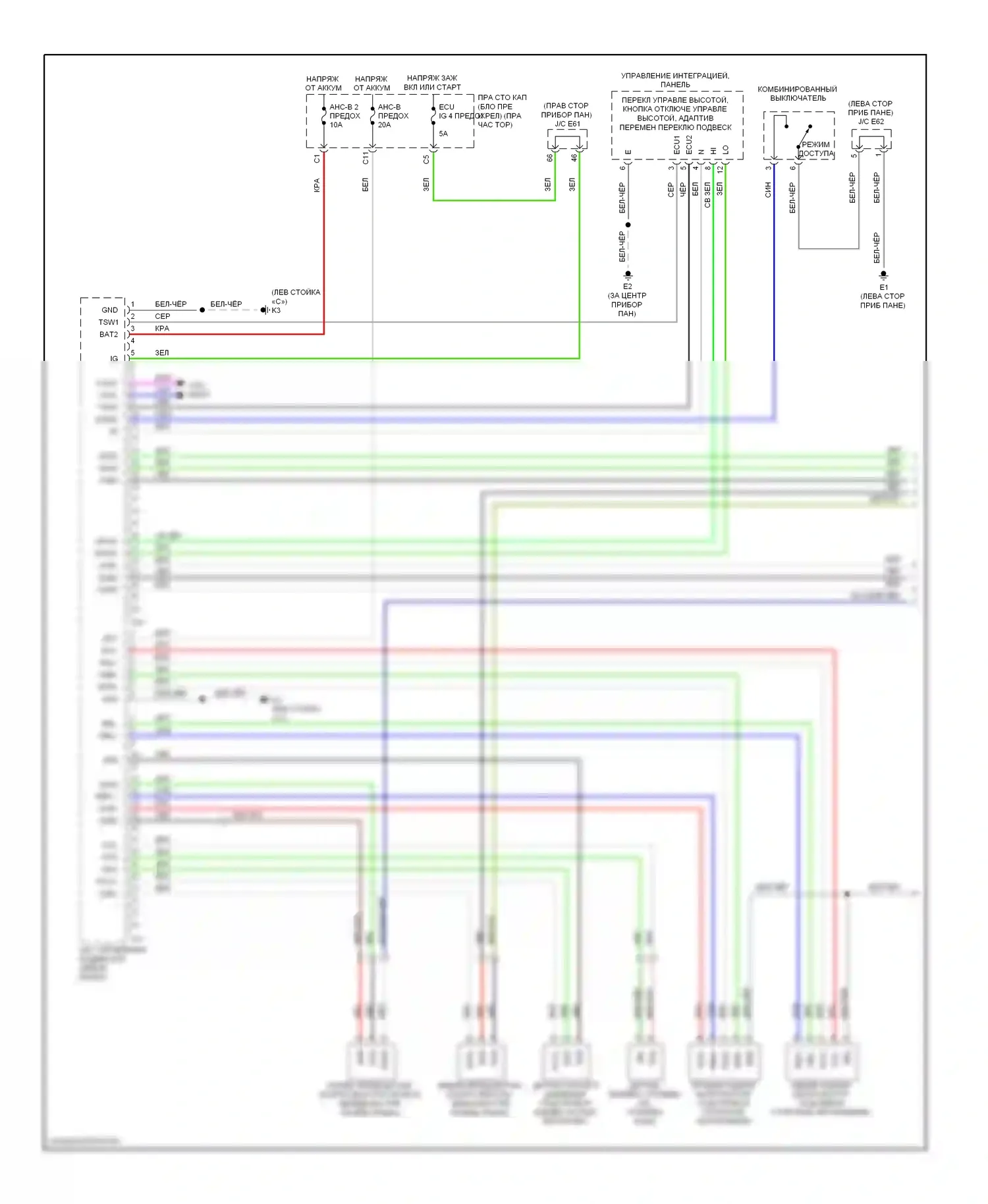 LX Lexus J200 (2007-2012): Электросхема электронной подвески (1 из 3) 