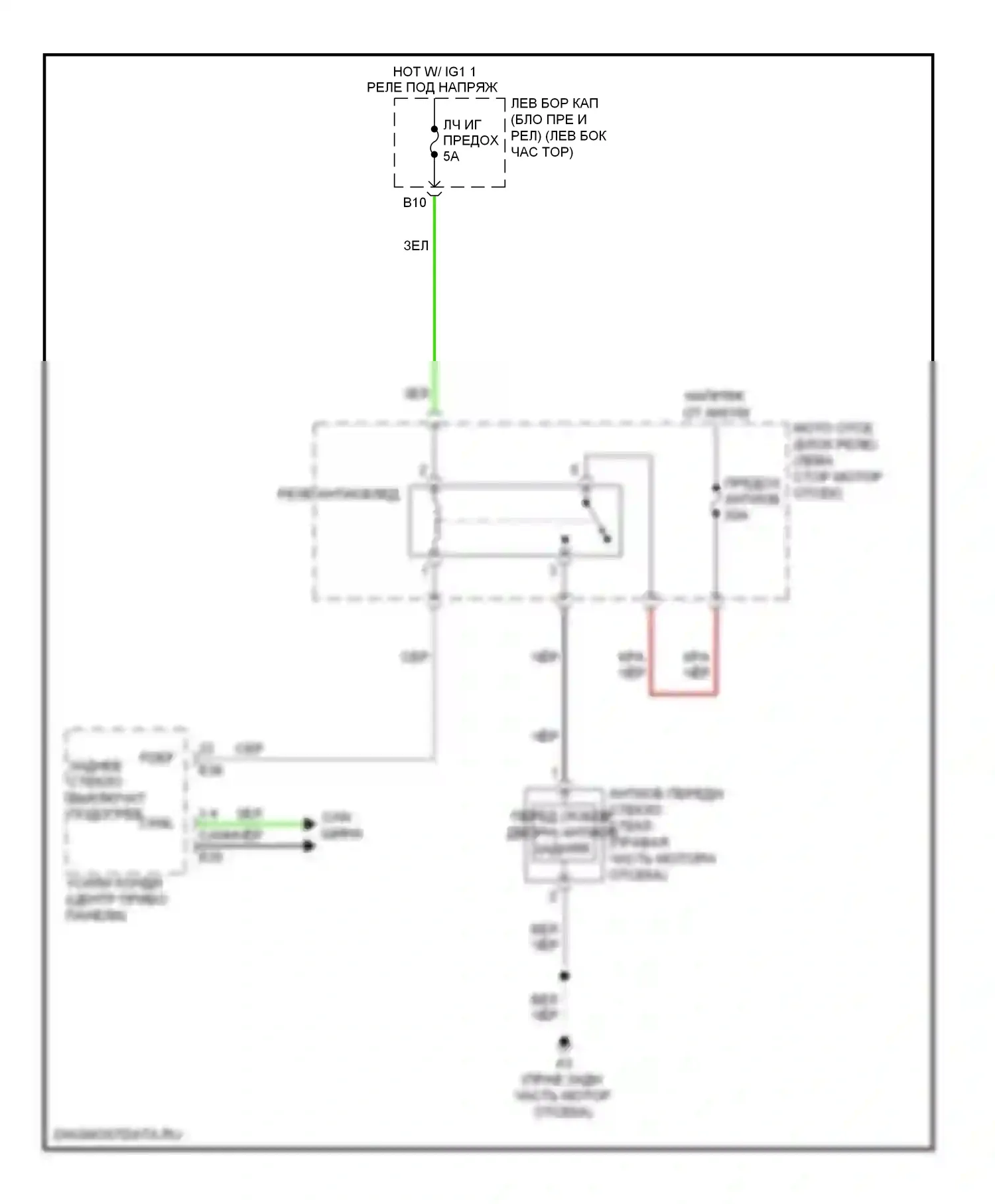 LX Lexus J200 (2007-2012): Электросхема переднего антиобледенителя 