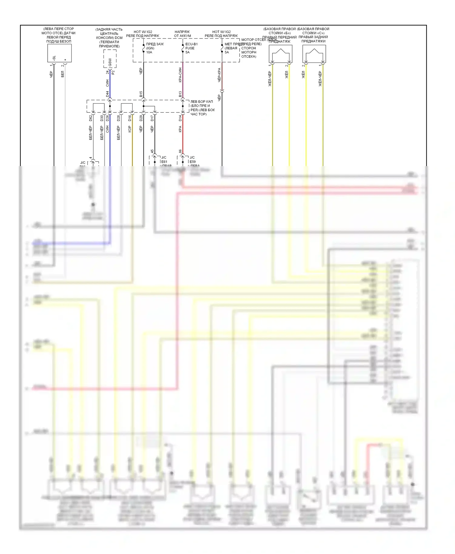 LX Lexus J200 (2007-2012): Электросхема подушек безопасности (2 из 3) 