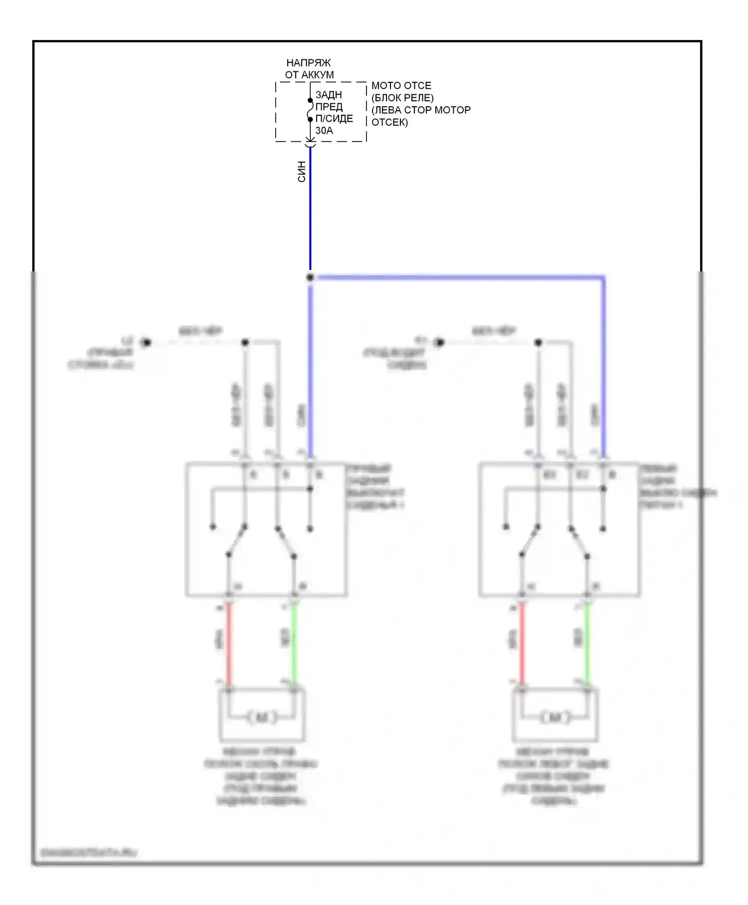 LX Lexus J200 (2007-2012): Электросхема заднего силового сиденья 