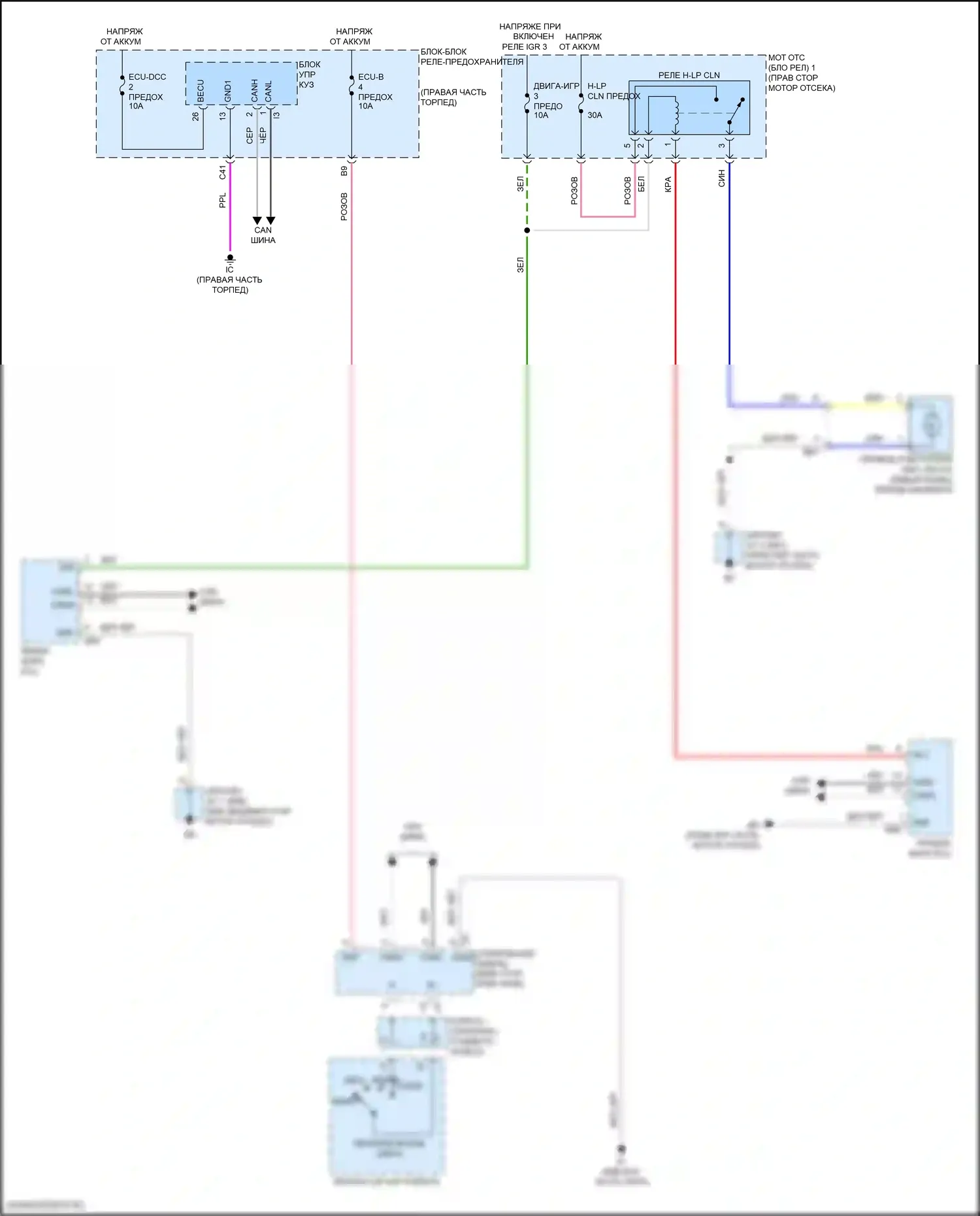 LX Lexus J300 (2021-2024): Электросхема омывателя фар 