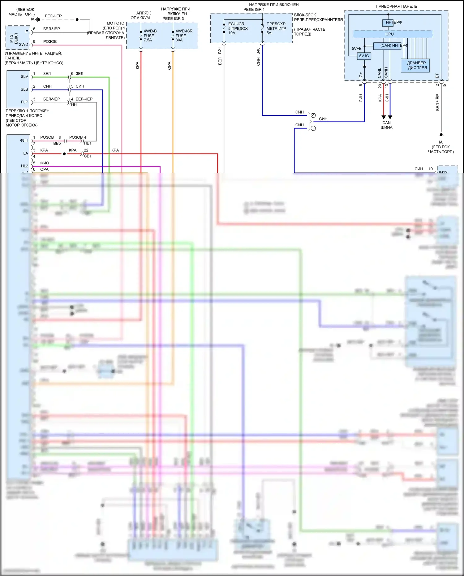 LX Lexus J300 (2021-2024): Электросхема 4wd 