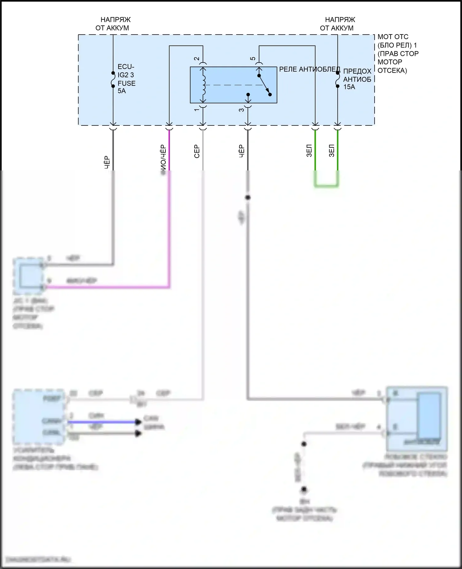 LX Lexus J300 (2021-2024): Электросхема переднего антиобледенителя 