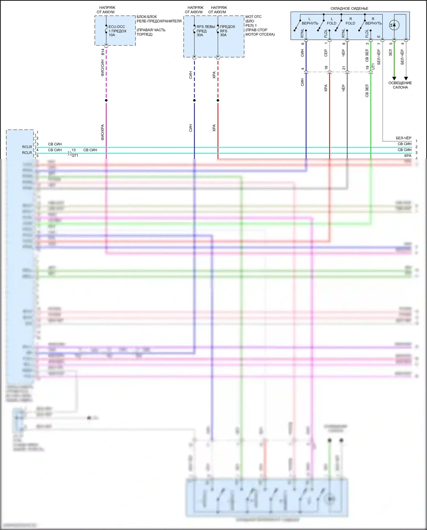 LX Lexus J300 (2021-2024): Электросхема раскладного сиденья третьего ряда (1 из 2) 
