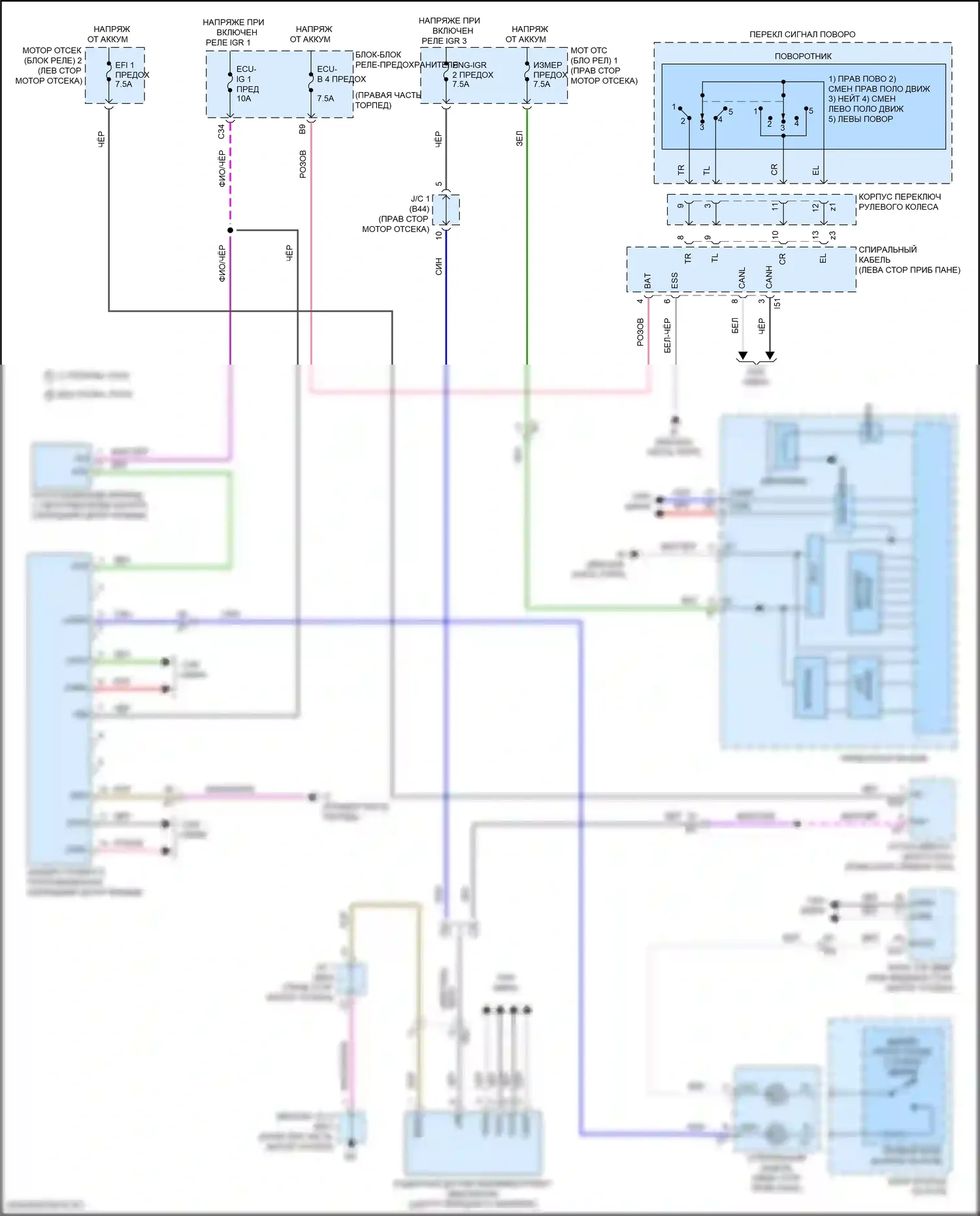 LX Lexus J300 (2021-2024): Электросхема сигнализации о выезде с полосы движения 