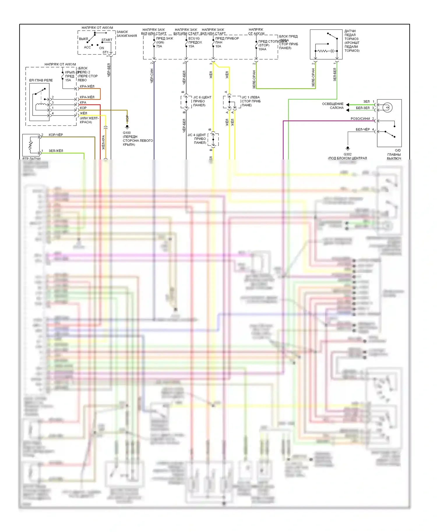 LX Lexus J80 (1995-1997): Электросхема коробки передач 