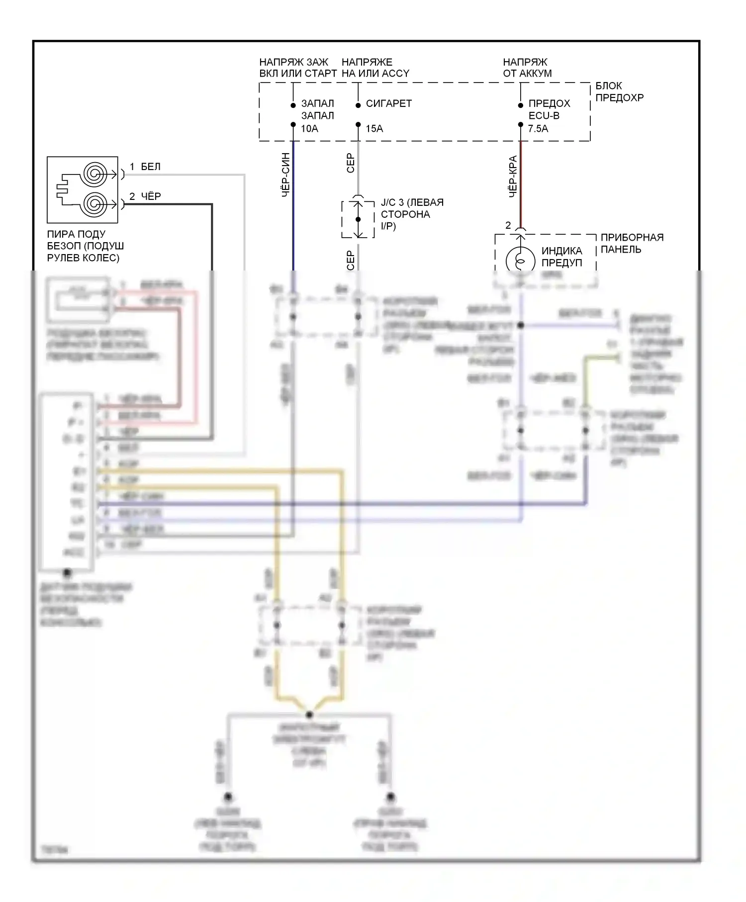 LX Lexus J80 (1995-1997): Электросхема подушек безопасности 