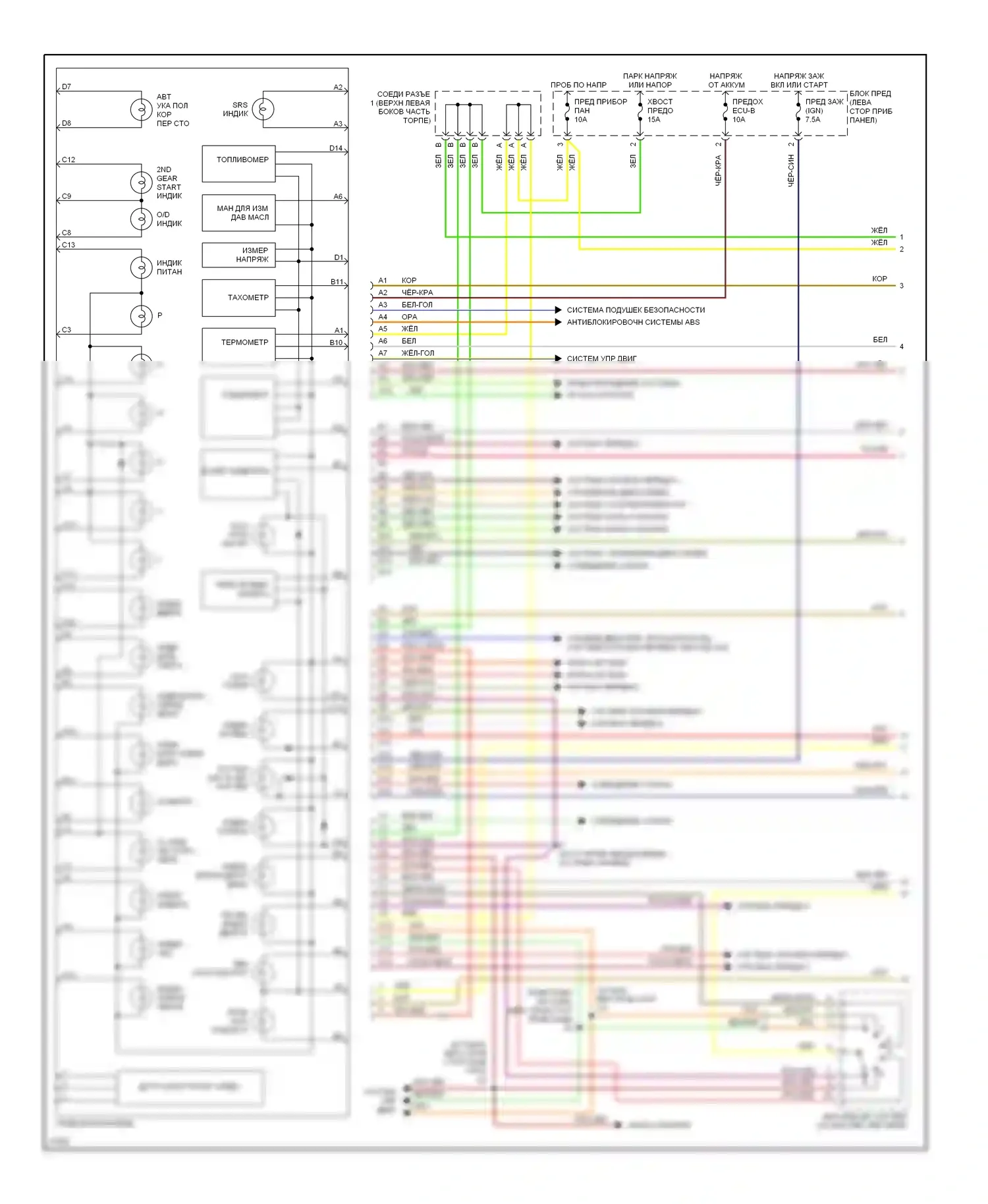 LX Lexus J80 (1995-1997): Электросхема приборной панели (1 из 2) 