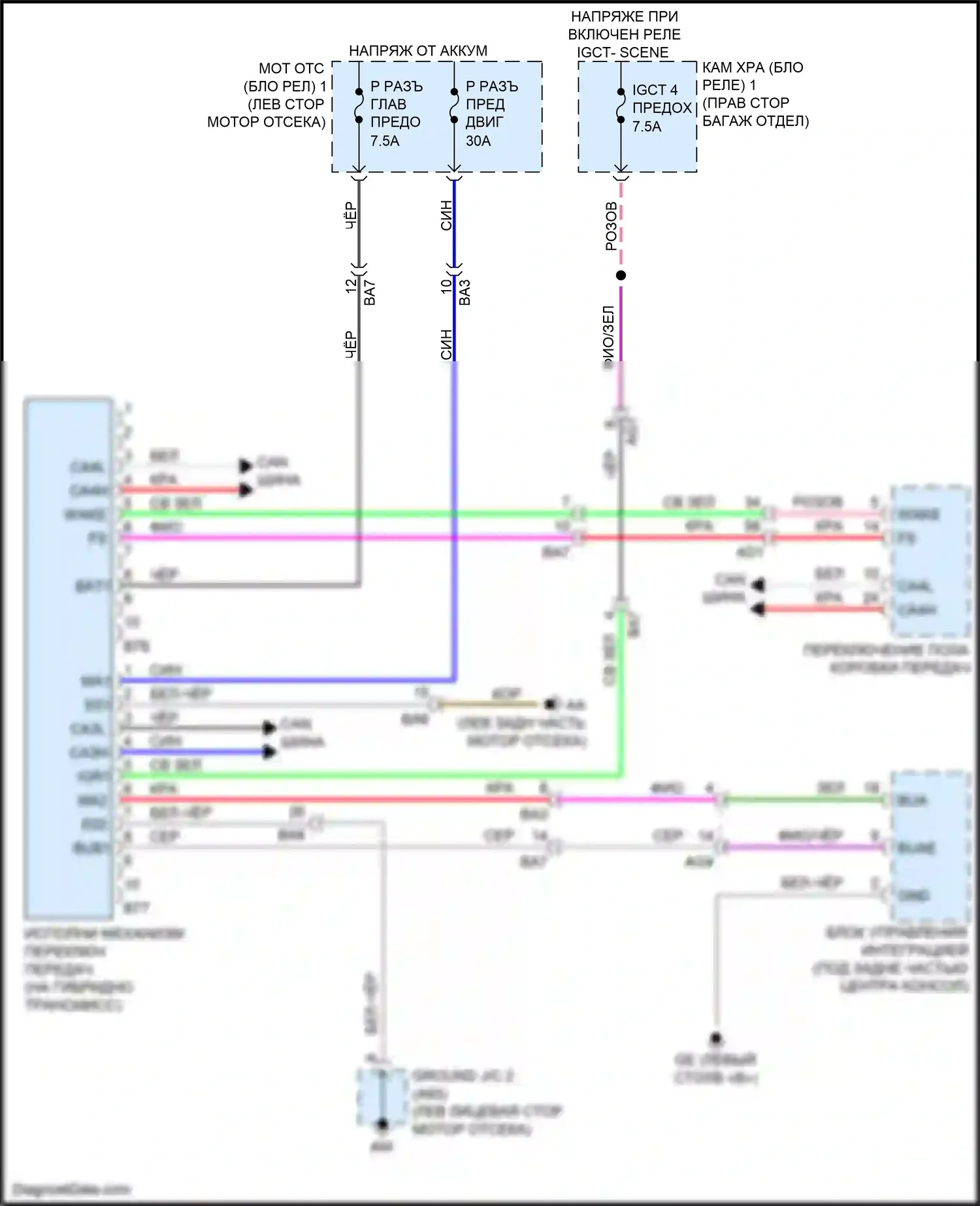 NX Lexus AZ20 (2021-2024): Электросхема блокировки селектора 