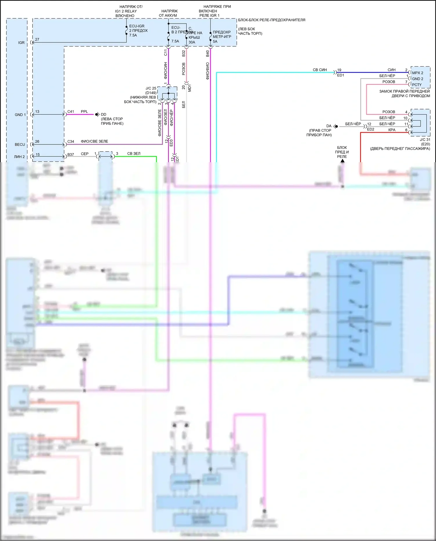 NX Lexus AZ20 (2021-2024): Электросхема складной крыши/люка 