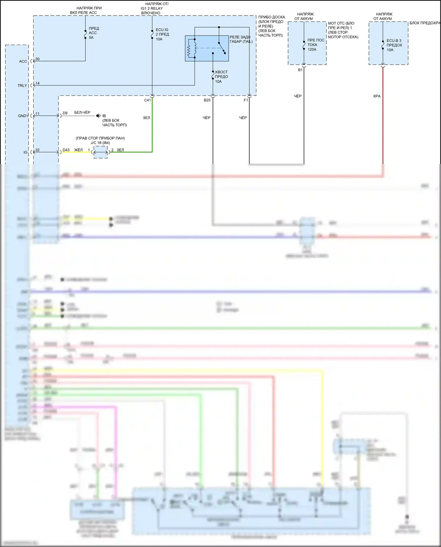 NX Lexus Z10 рестайлинг (2017-2021): Электросхема фар, без уровня дальнего света фар (1 из 4) 