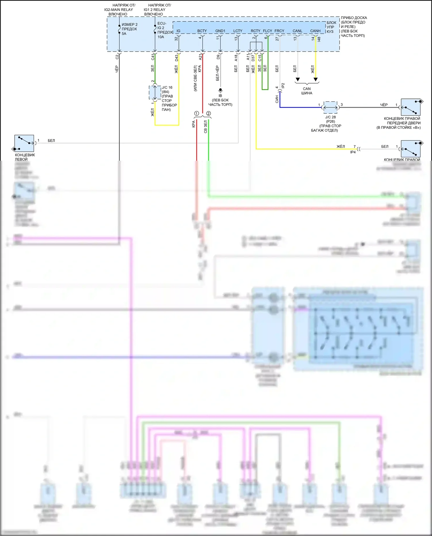 NX Lexus Z10 рестайлинг (2017-2021): Электросхема приборной панели, поздний выпуск (3 из 3) 