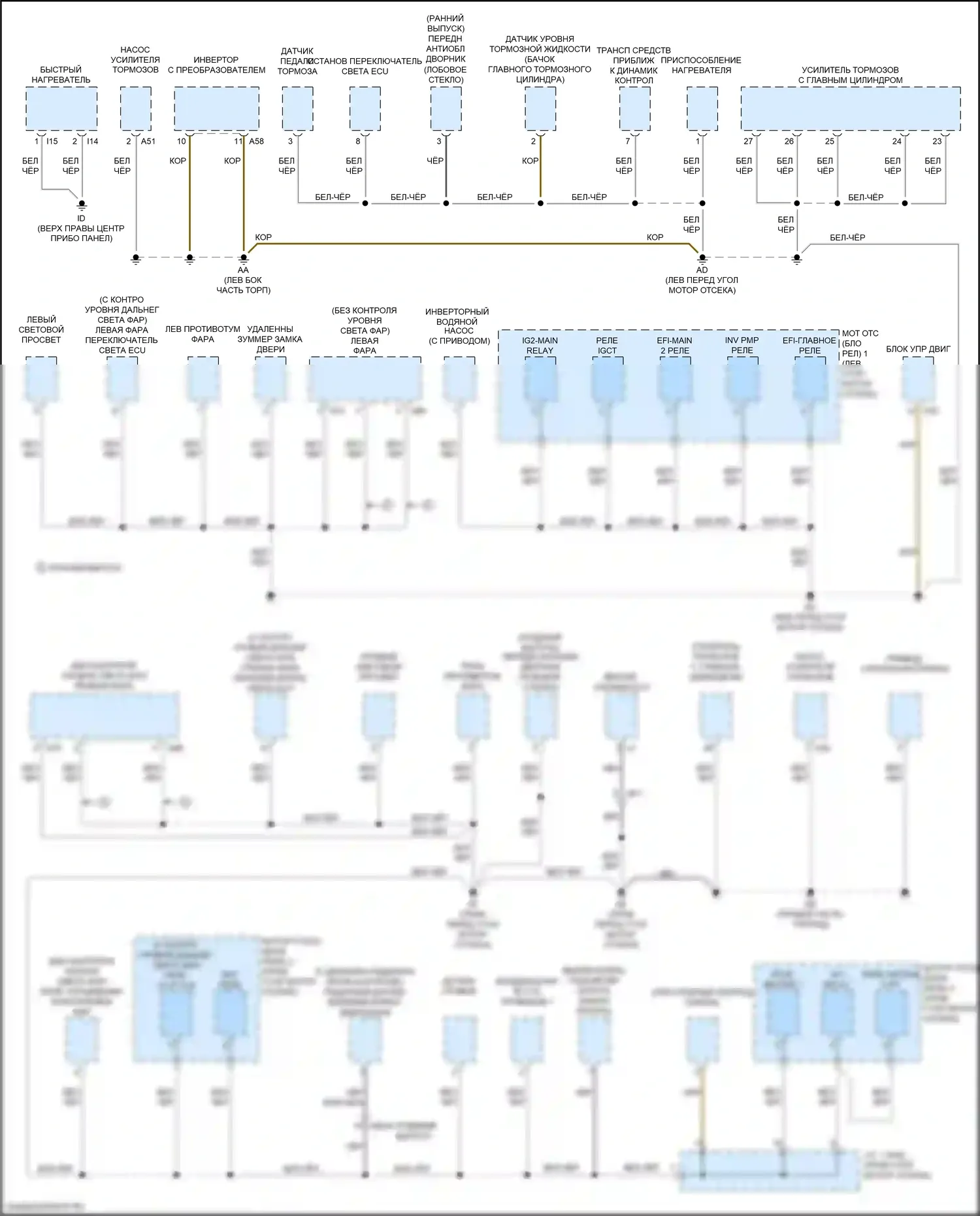 NX Lexus Z10 рестайлинг (2017-2021): Электросхема разводки массы (1 из 7) 