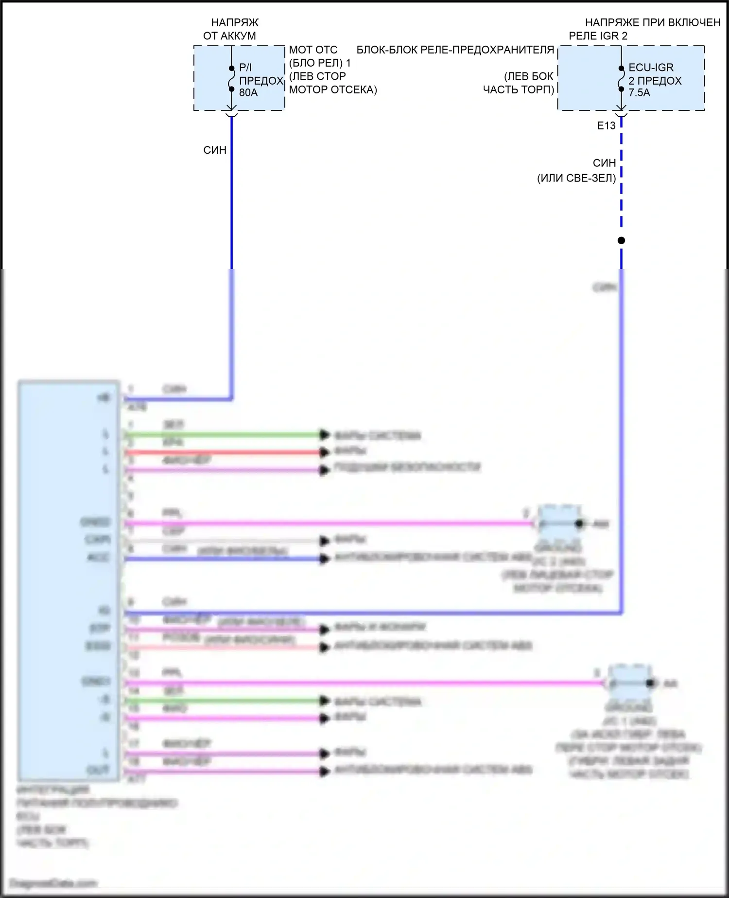 NX Lexus Z10 (2014-2017): Полупроводниковая интеграция питания ecu электросхема 