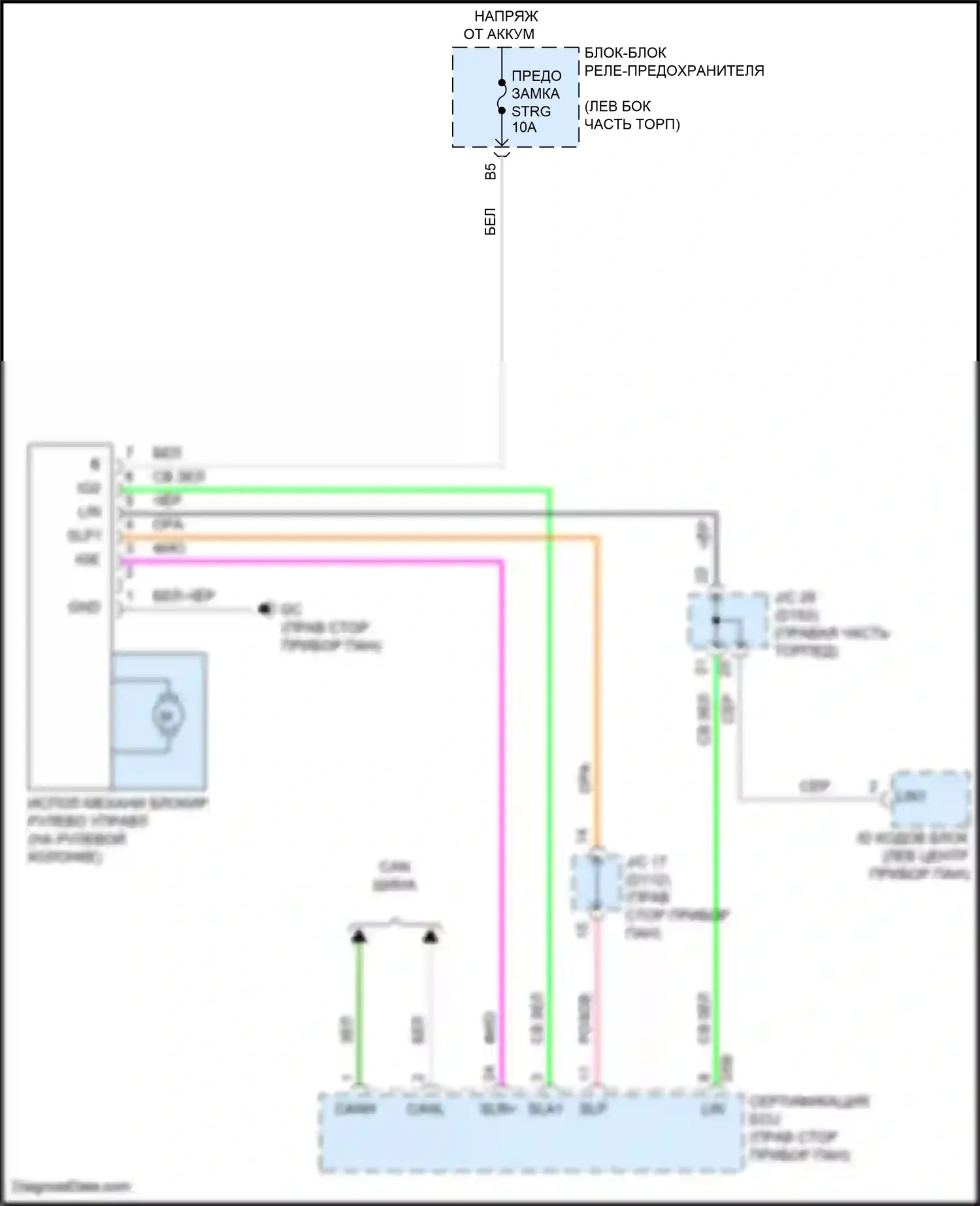 NX Lexus Z10 (2014-2017): Электросхема рулевой колонки 