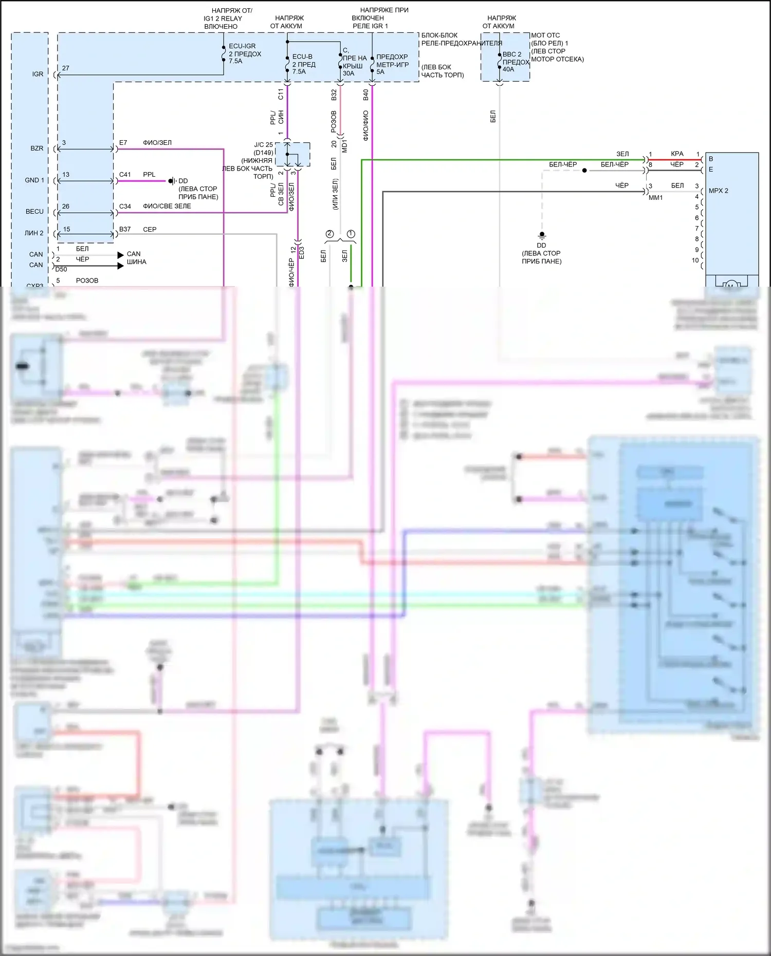 NX Lexus Z10 (2014-2017): Электросхема складной крыши/люка 