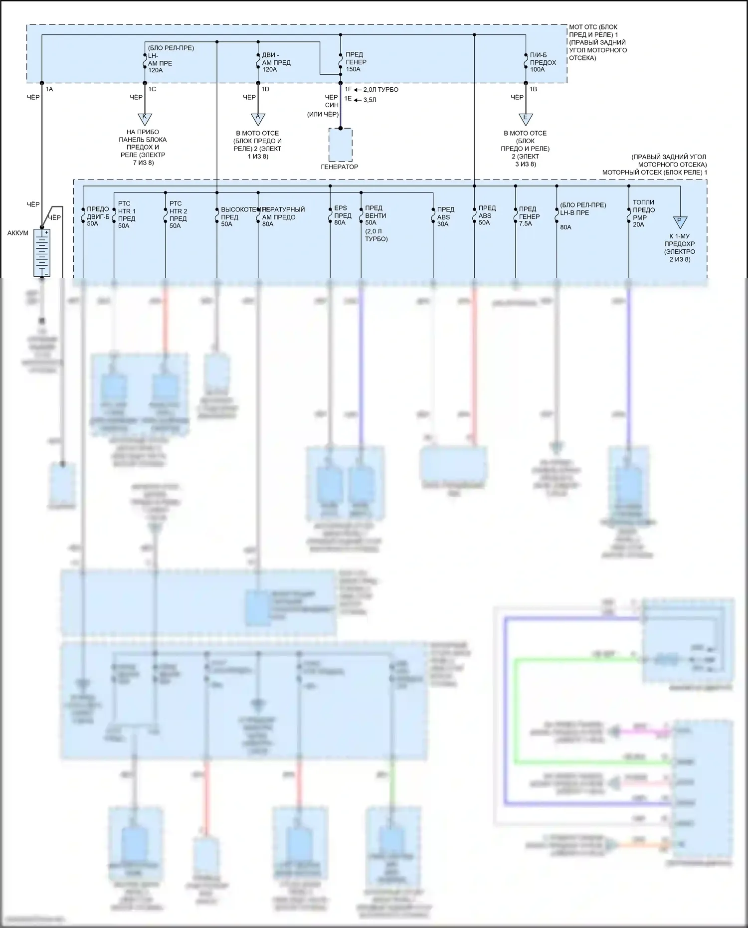 RC F Lexus I рестайлинг (2018-2024): Электросхема блока предохранителей реле (1 из 8) 