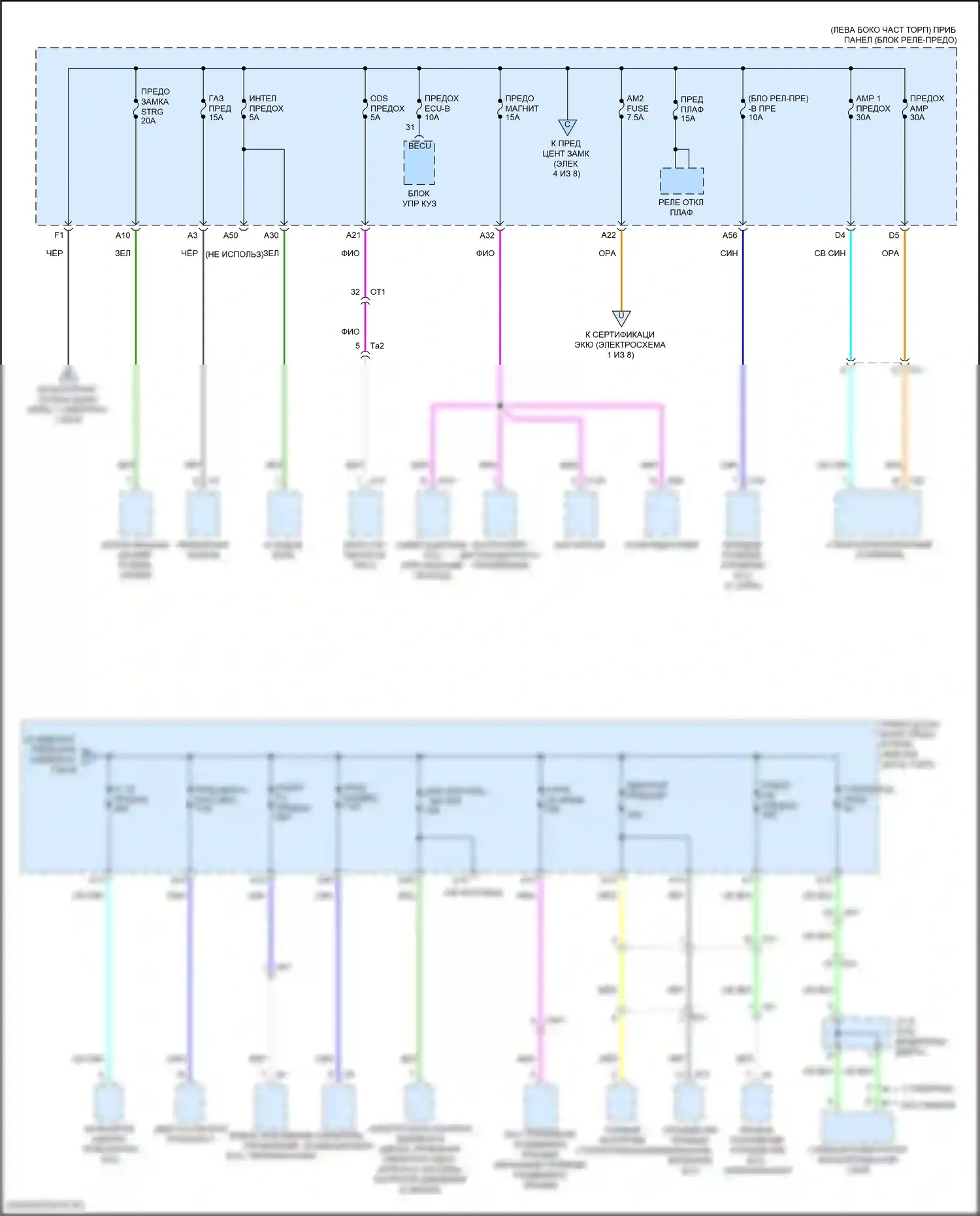 RC F Lexus I рестайлинг (2018-2024): Электросхема блока предохранителей реле (5 из 8) 