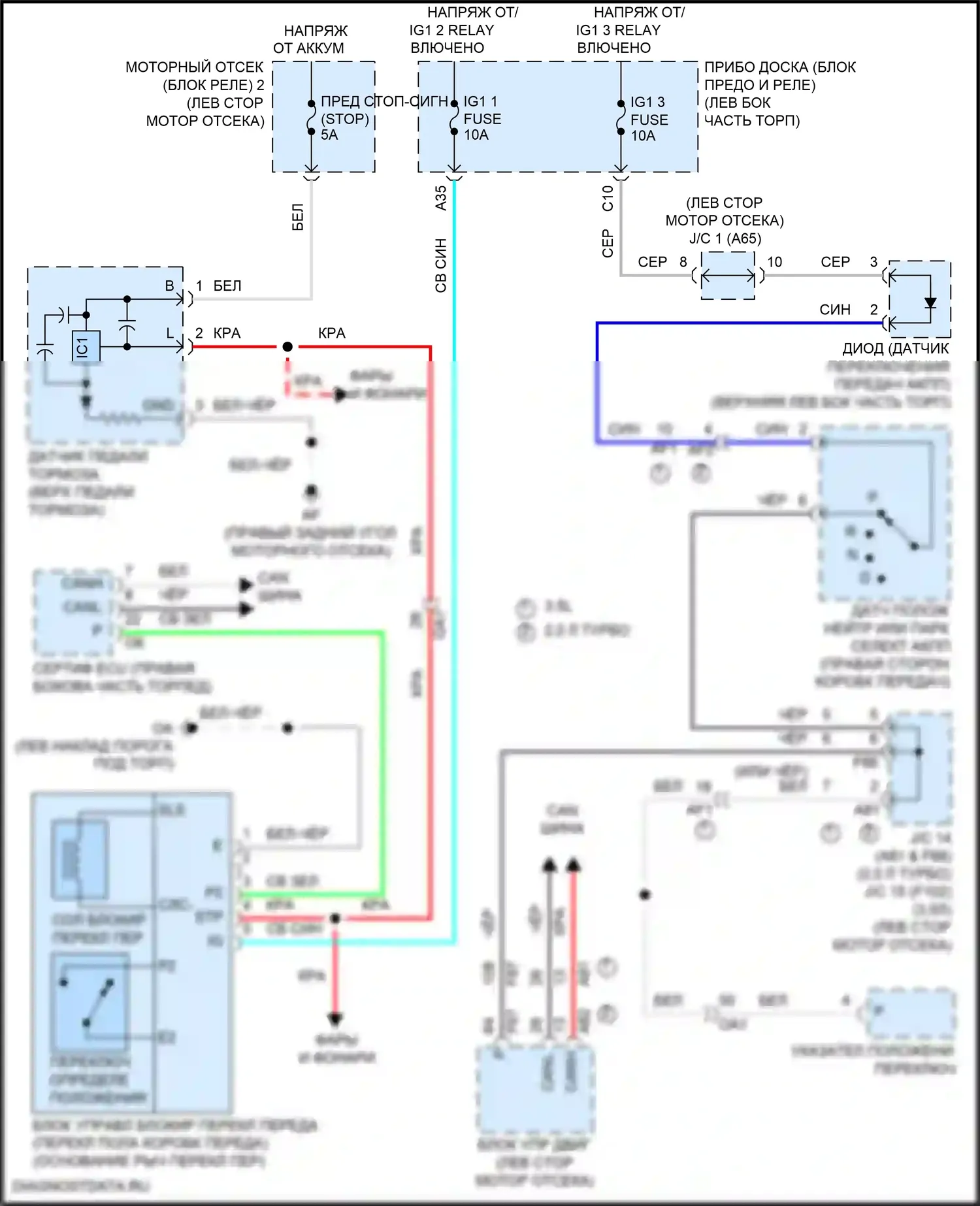 RC F Lexus I рестайлинг (2018-2024): Электросхема блокировки селектора 