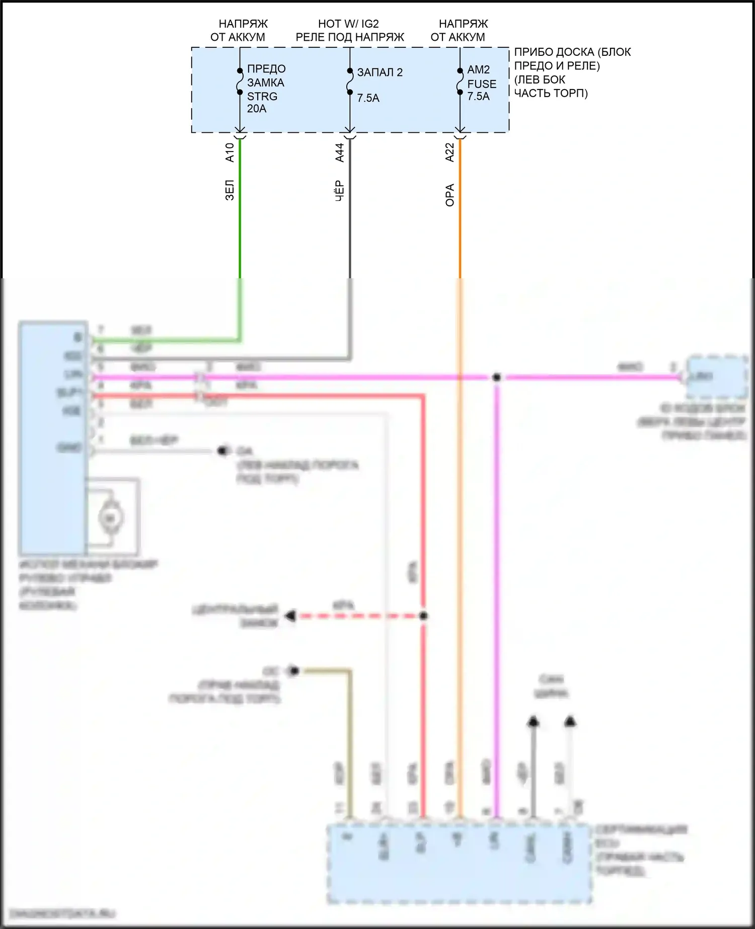 RC F Lexus I рестайлинг (2018-2024): Электросхема рулевой колонки 