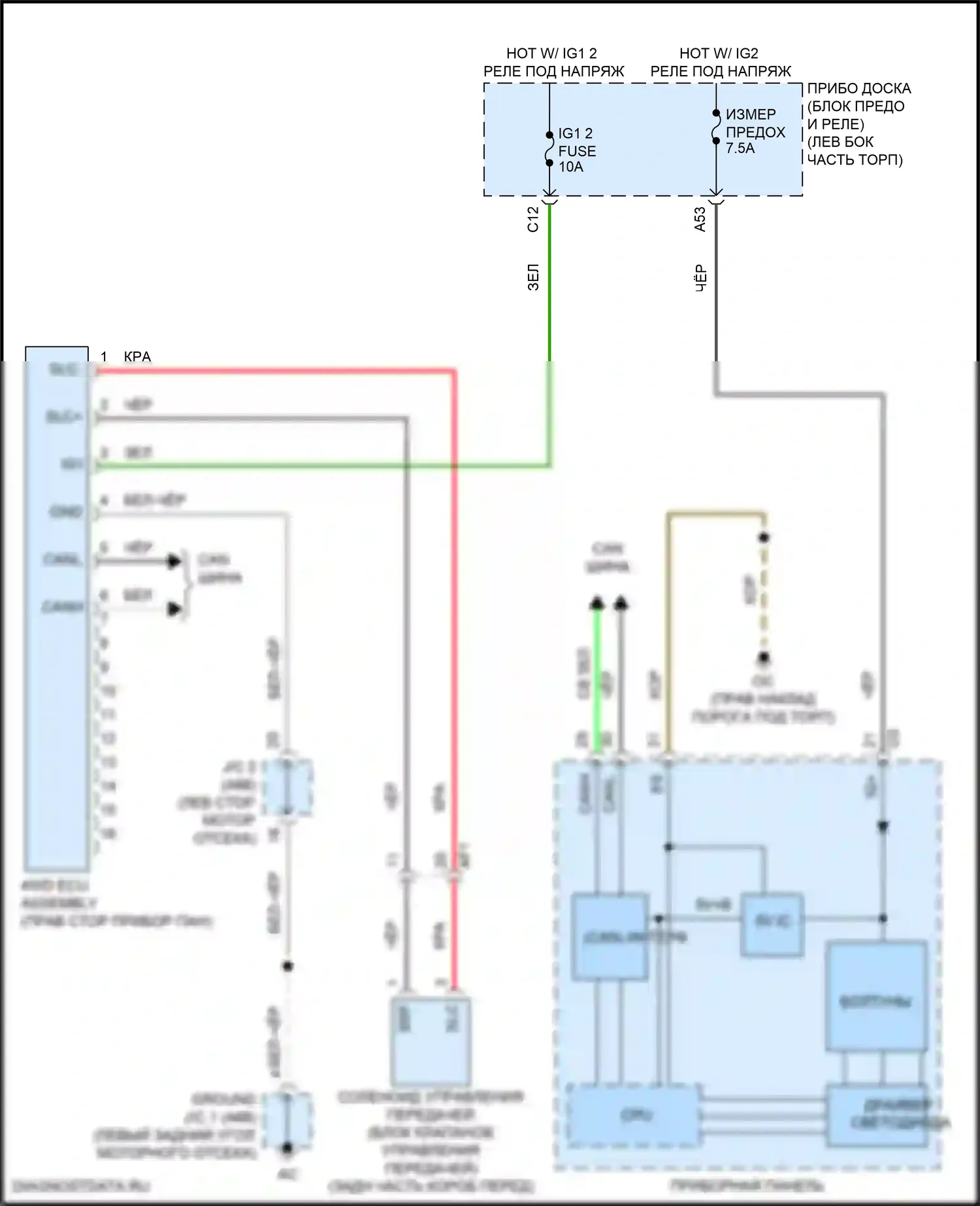 RC F Lexus I рестайлинг (2018-2024): 3.5l, 4wd электросхема 
