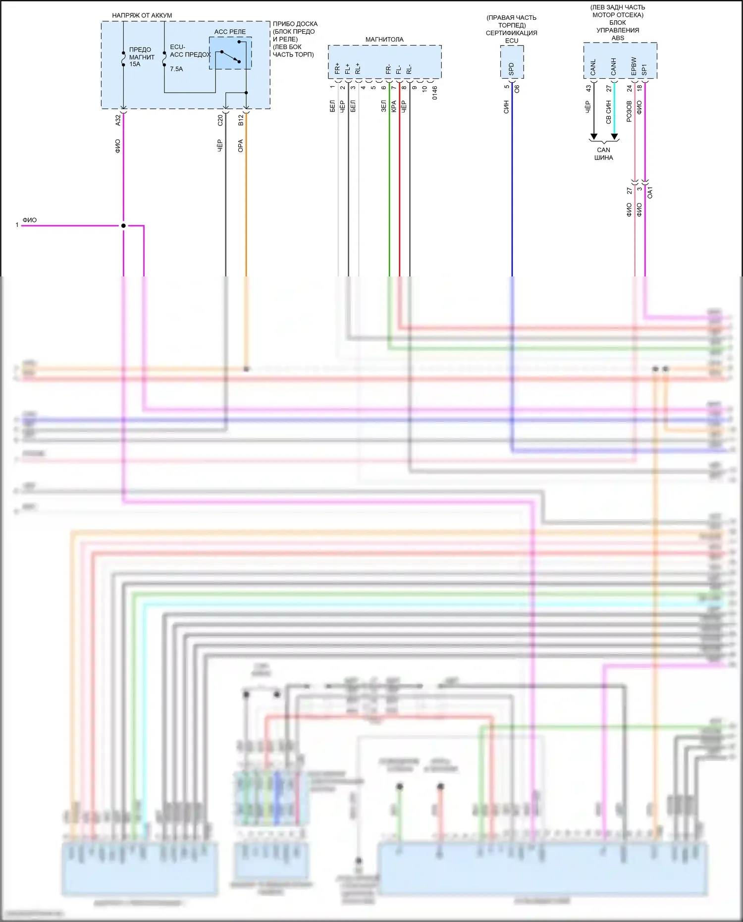 RC F Lexus I рестайлинг (2018-2024): Электросхема магнитолы, без навигации (5 из 6) 