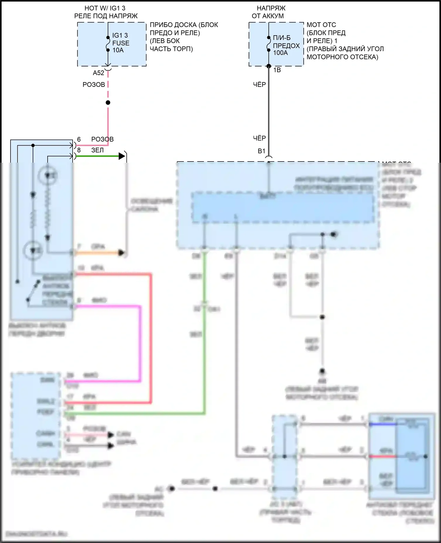 RC F Lexus I рестайлинг (2018-2024): Электросхема переднего антиобледенителя 