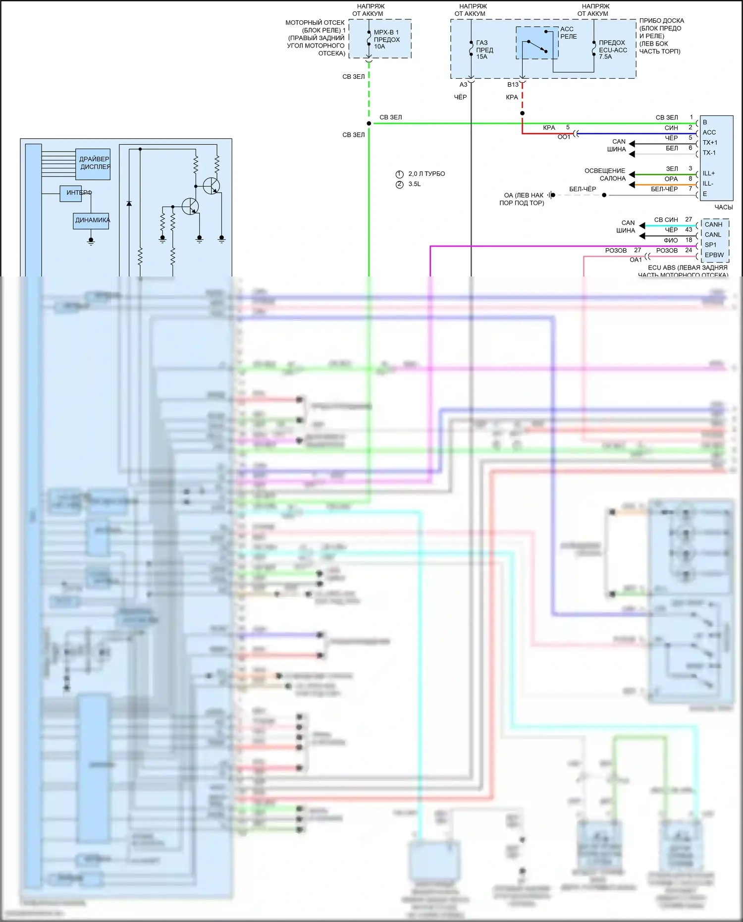 RC F Lexus I рестайлинг (2018-2024): Электросхема приборной панели (1 из 2) 