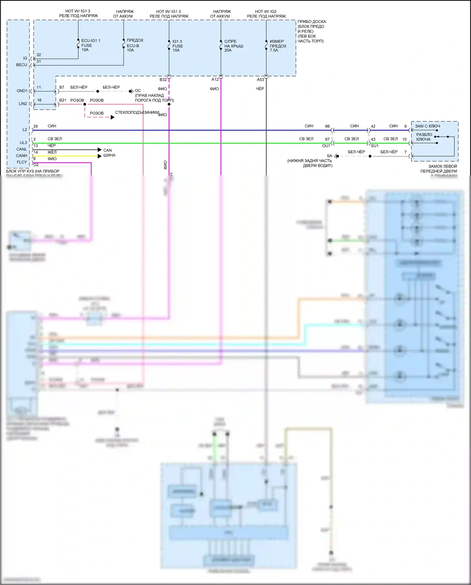 RC F Lexus I рестайлинг (2018-2024): Электросхема складной крыши/люка 
