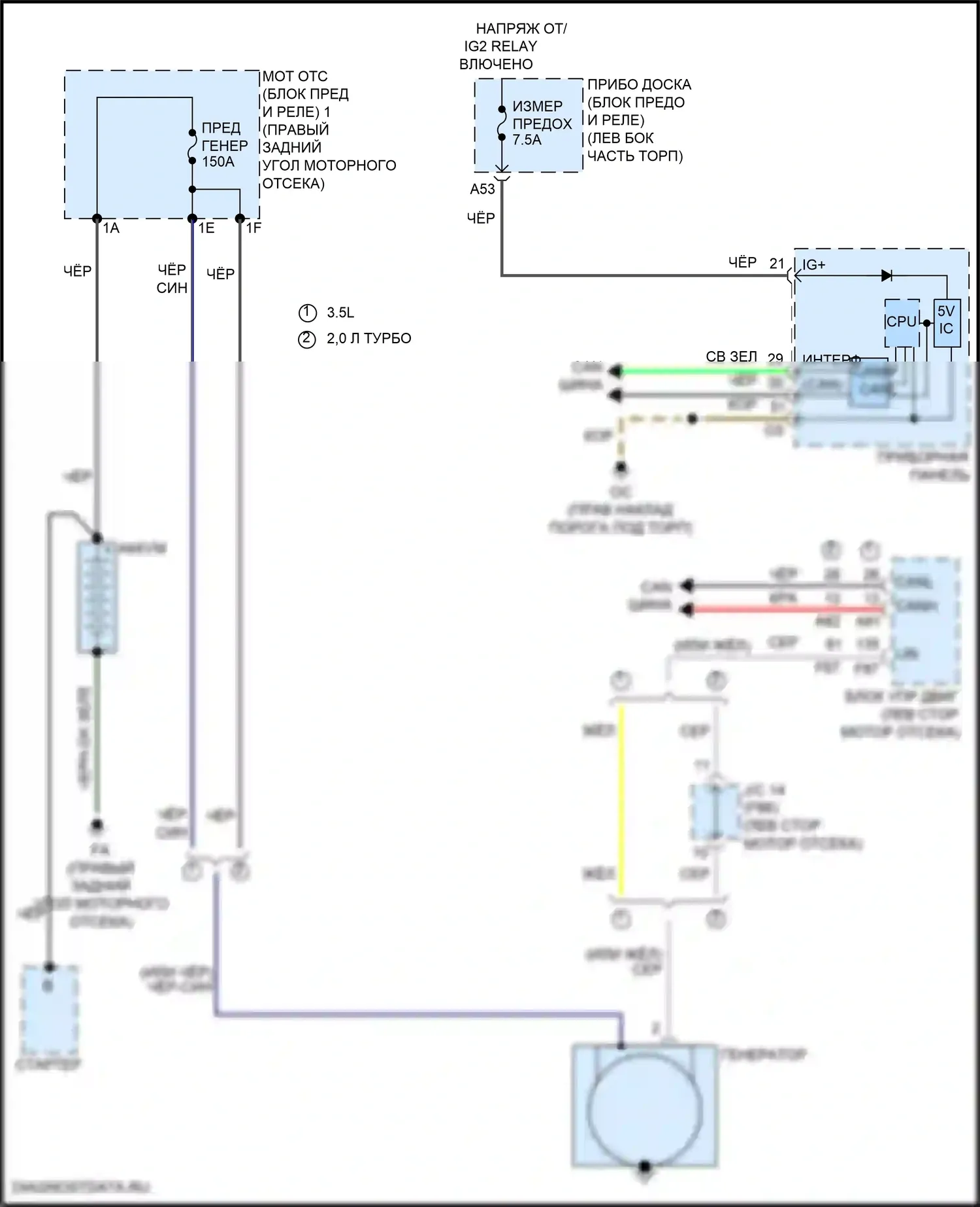 RC F Lexus I рестайлинг (2018-2024): Электросхема генератора 