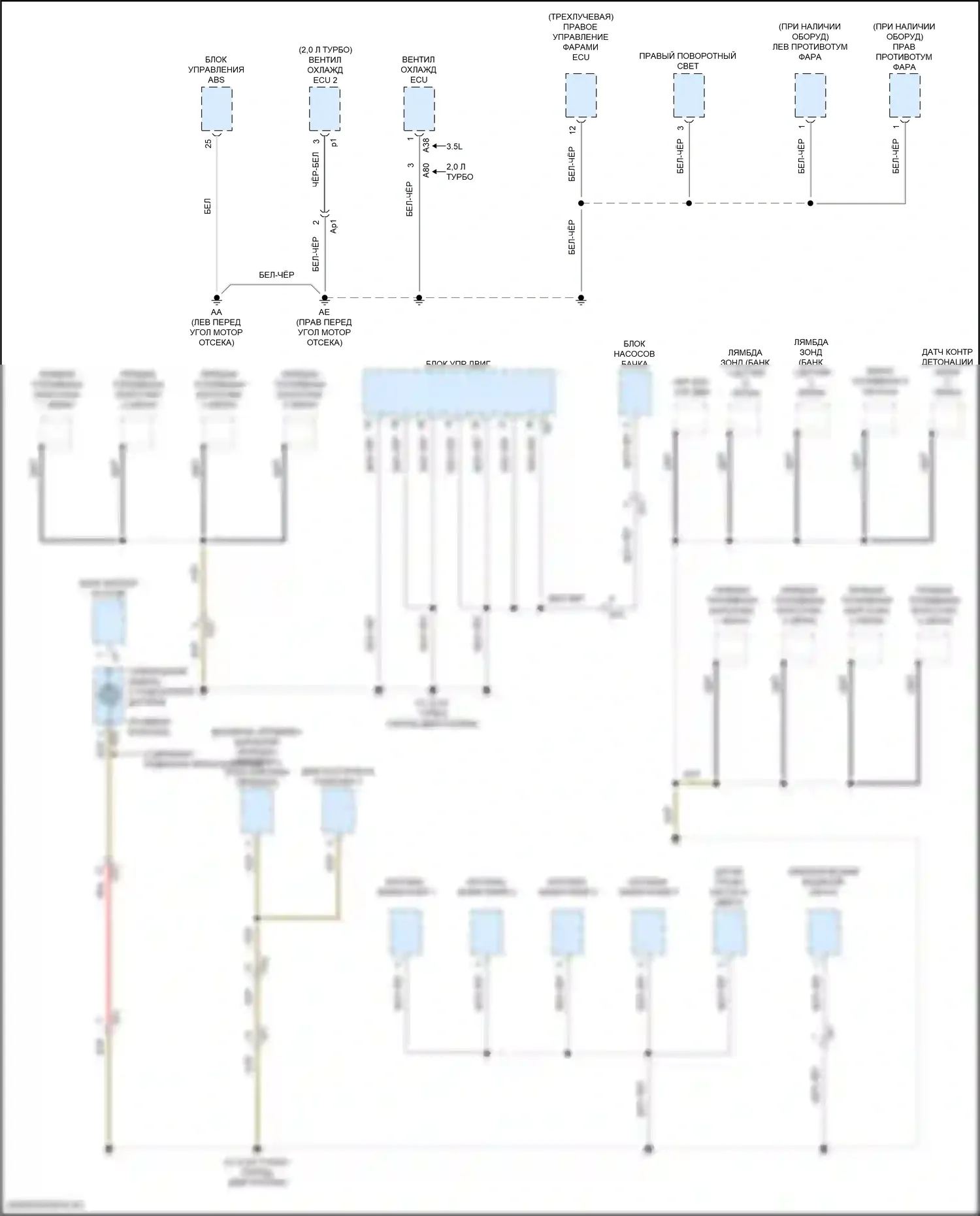 RC F Lexus I рестайлинг (2018-2024): Электросхема разводки массы (3 из 7) 
