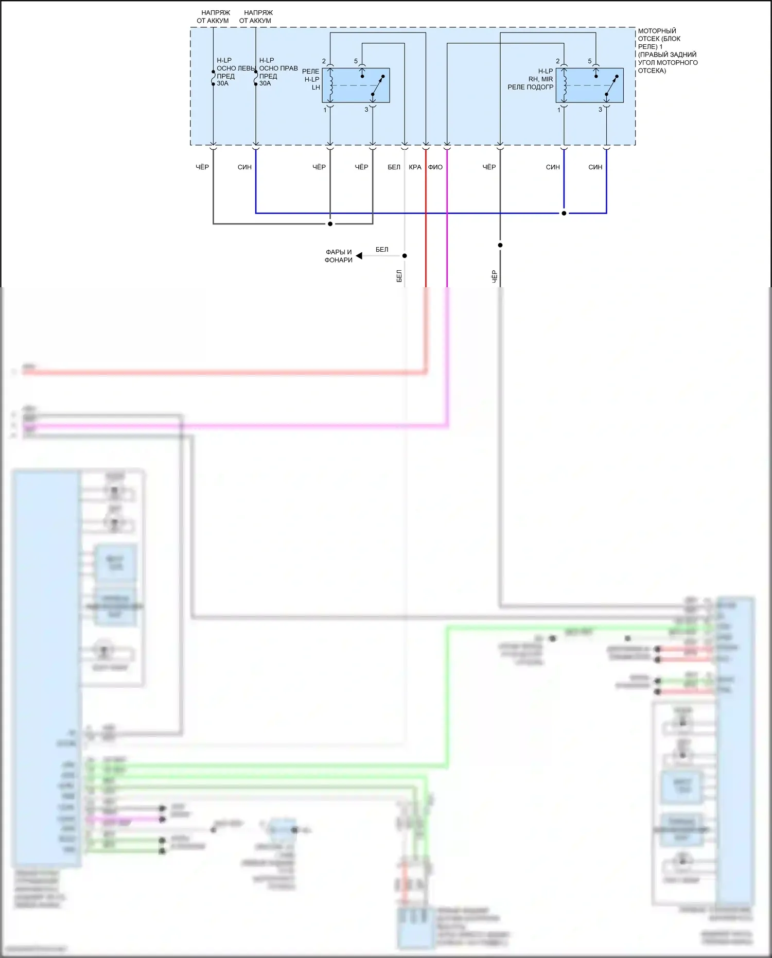 RC Lexus I рестайлинг (2018-2024): Электросхема фар (2 из 2) 