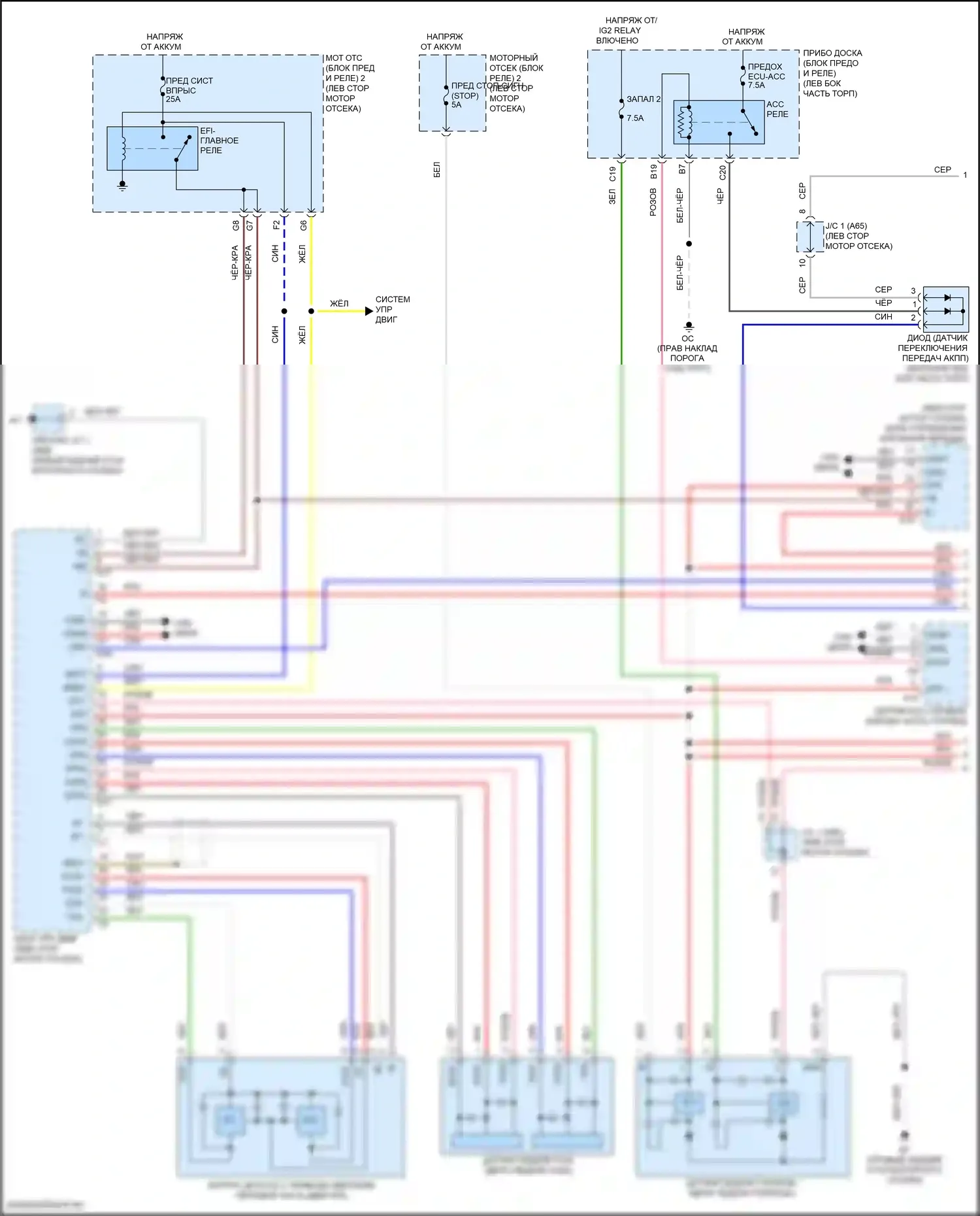 RC Lexus I рестайлинг (2018-2024): Электросхема круиз-контроля с динамическим радиолокационным управлением (1 из 3) 