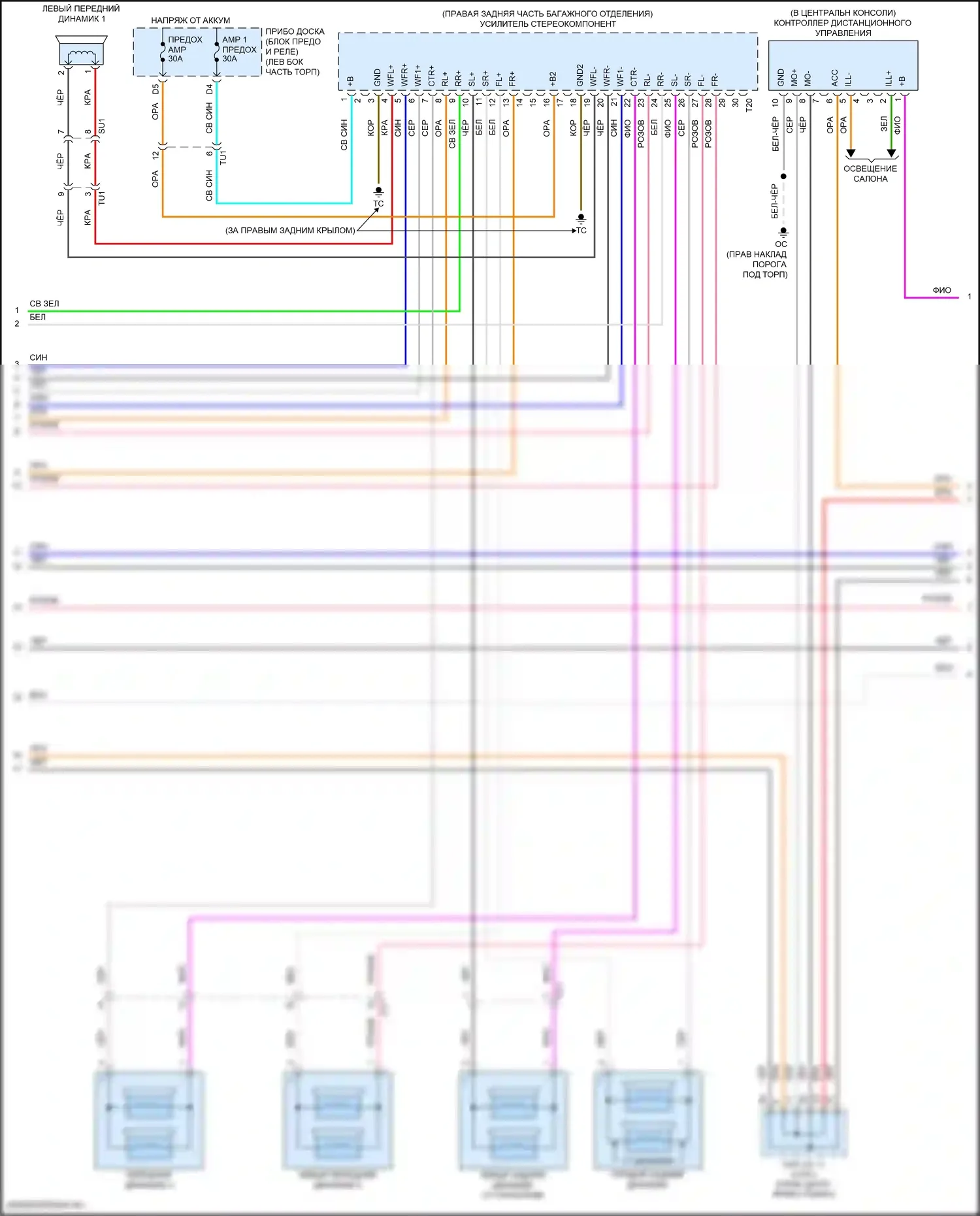 RC Lexus I рестайлинг (2018-2024): Электросхема магнитолы, без навигации (4 из 6) 