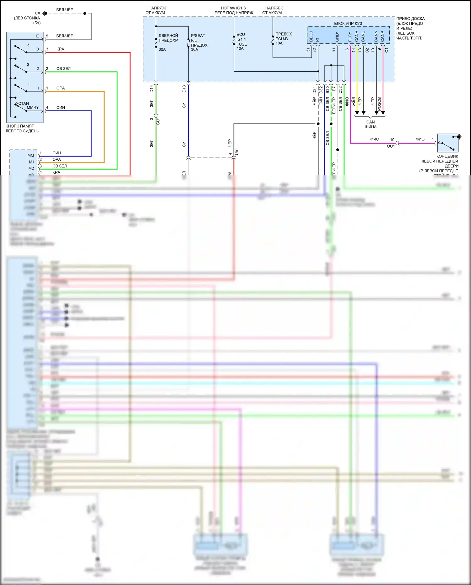 RC Lexus I рестайлинг (2018-2024): Электросхема сиденья памяти водителя (1 из 2) 