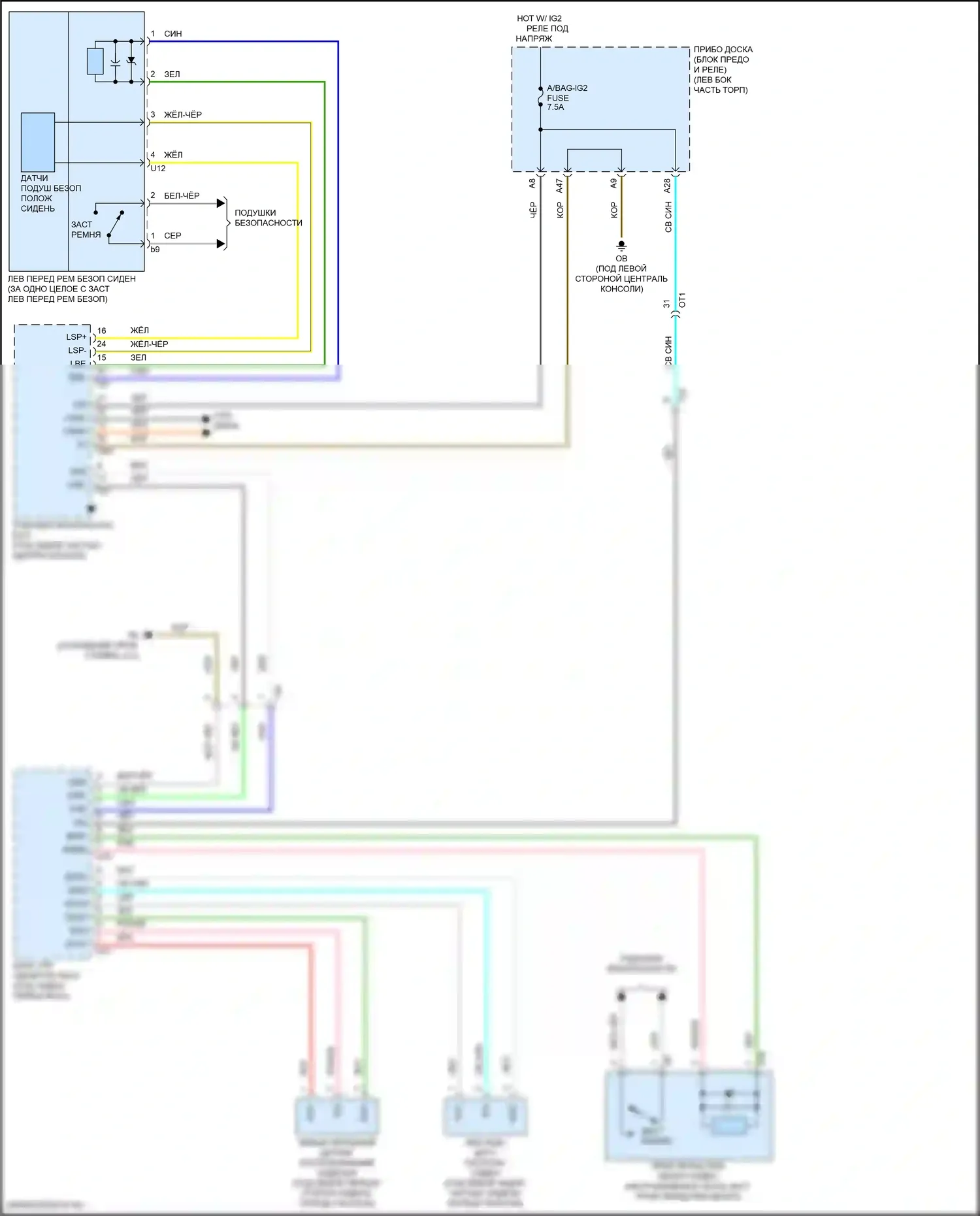RC Lexus I рестайлинг (2018-2024): Электросхема предупредительного ремня безопасности (1 из 2) 