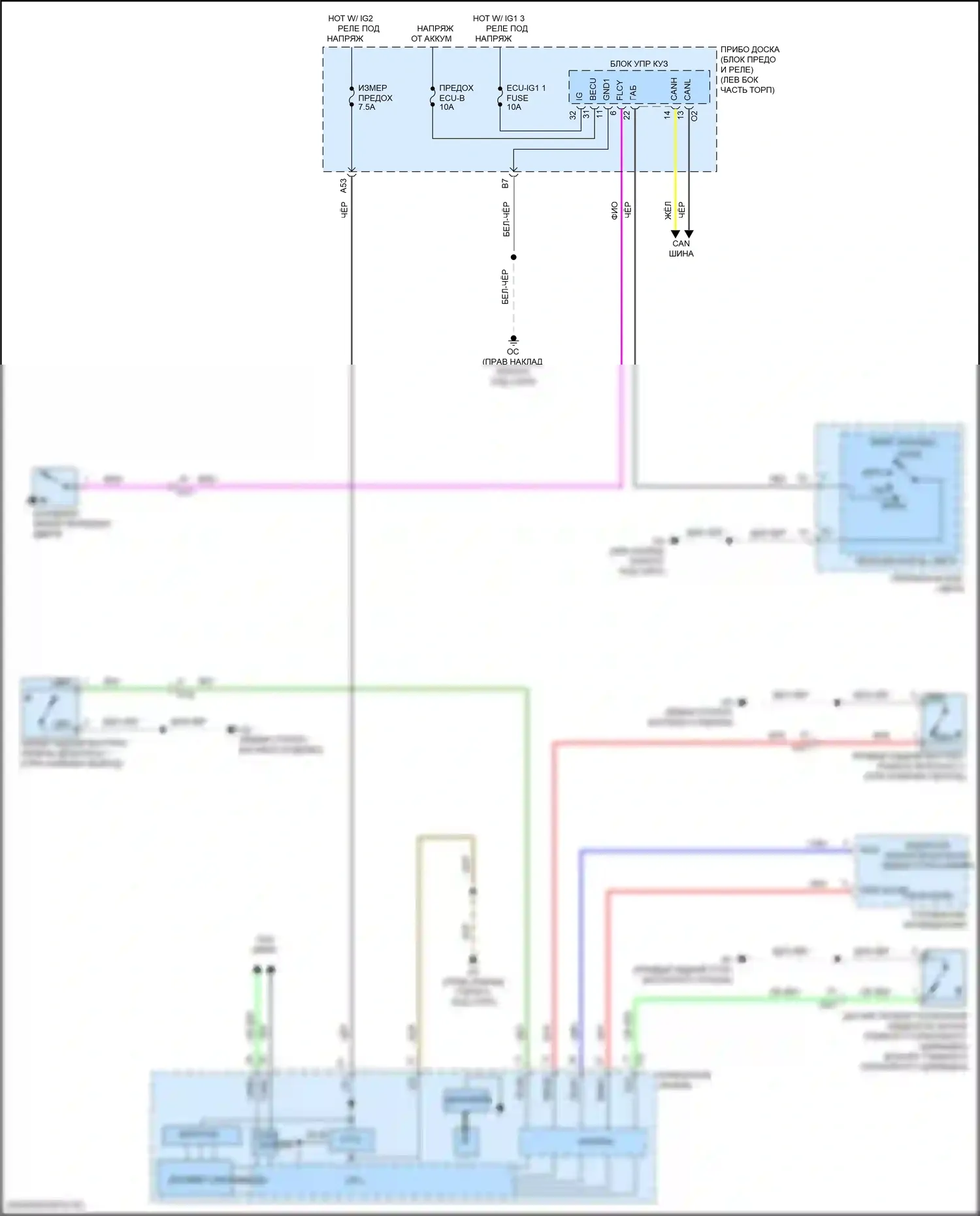 RC Lexus I рестайлинг (2018-2024): Электросхема предупредительного ремня безопасности (2 из 2) 