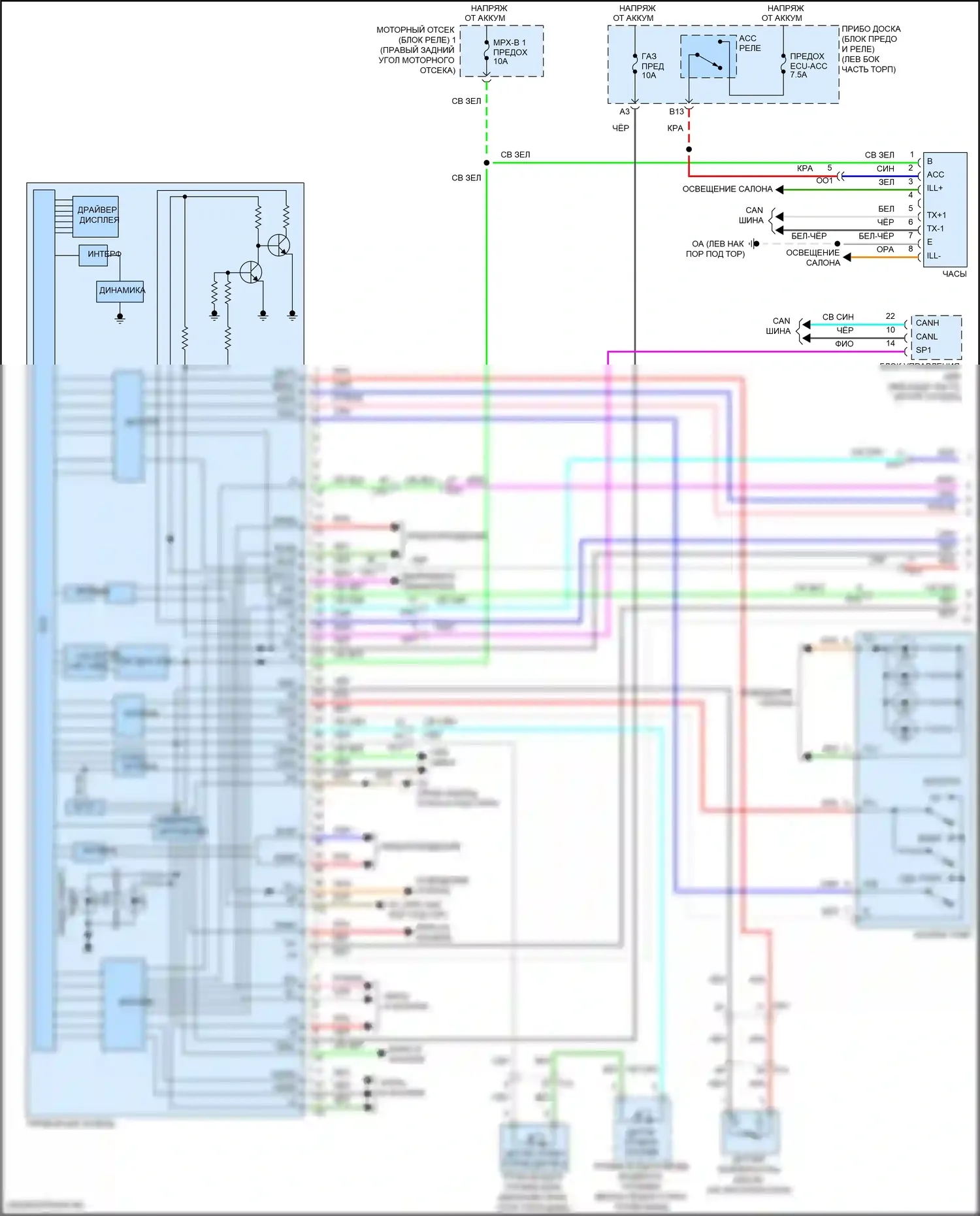 RC Lexus I рестайлинг (2018-2024): Электросхема приборной панели (1 из 2) 