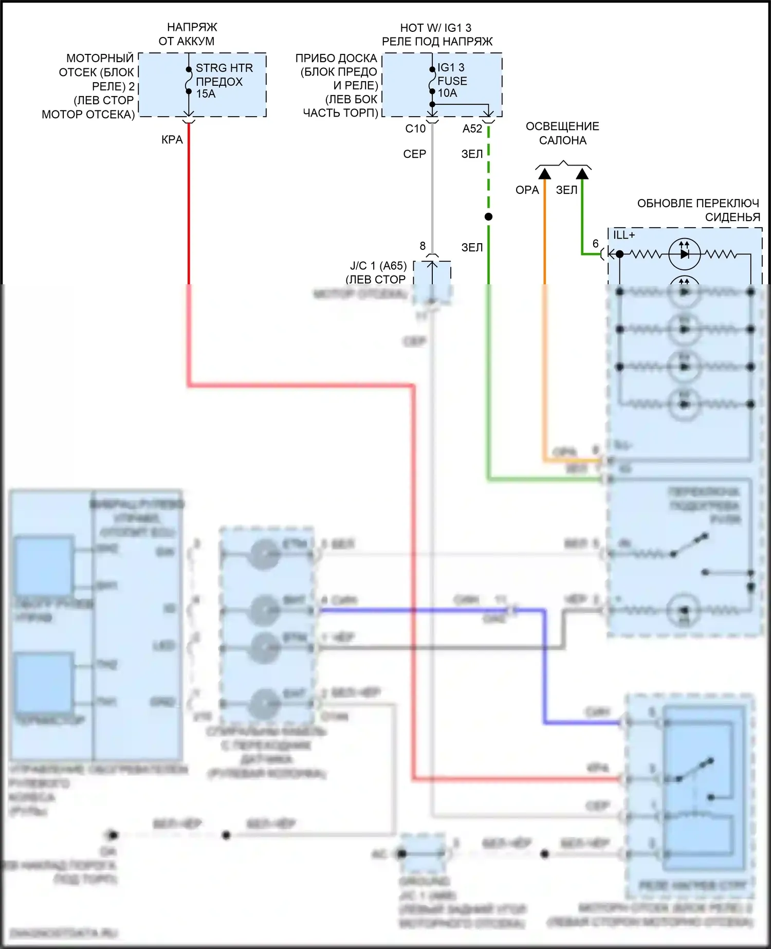 RC Lexus I рестайлинг (2018-2024): Электросхема рулевого колеса с подогревом 