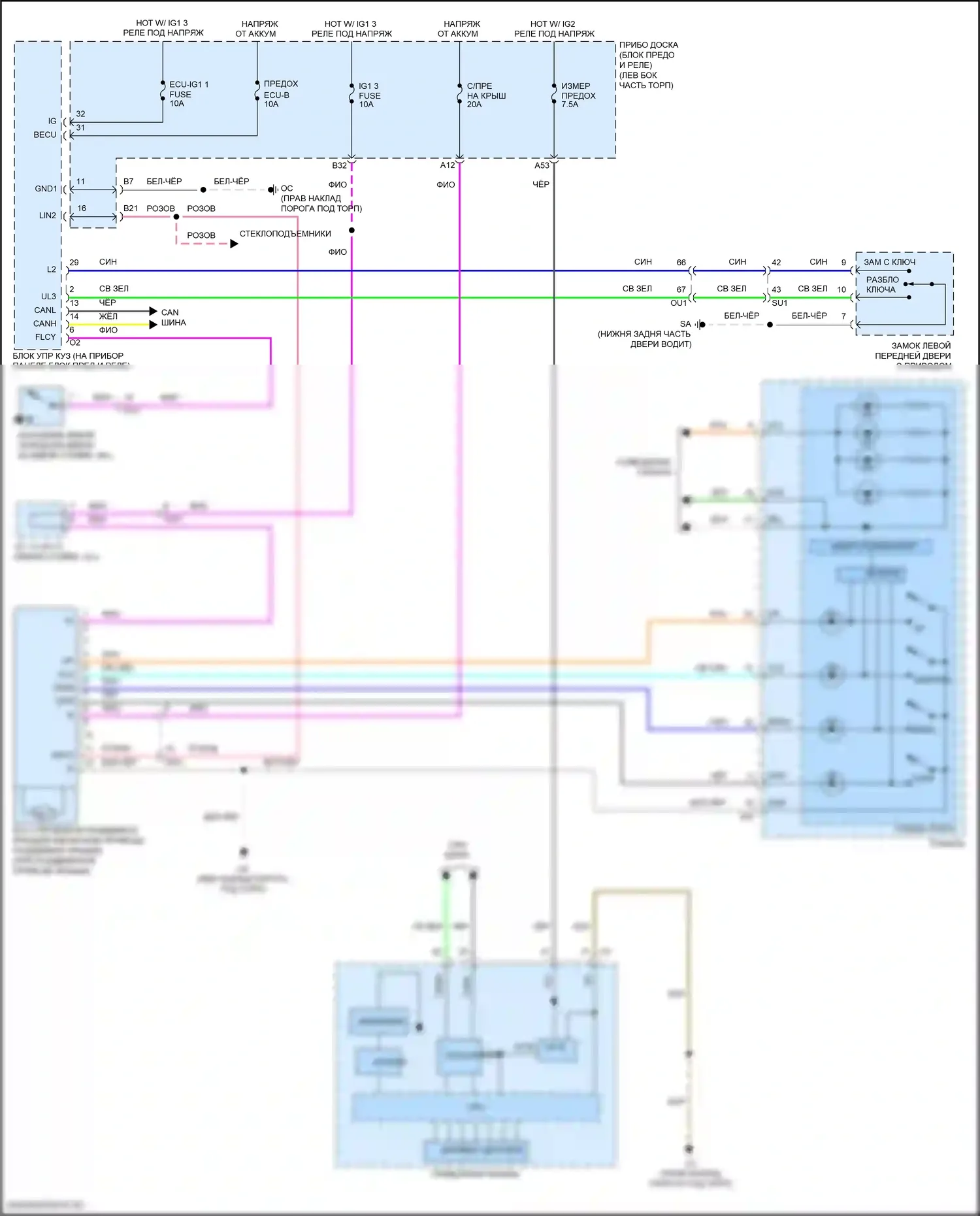 RC Lexus I рестайлинг (2018-2024): Электросхема складной крыши/люка 