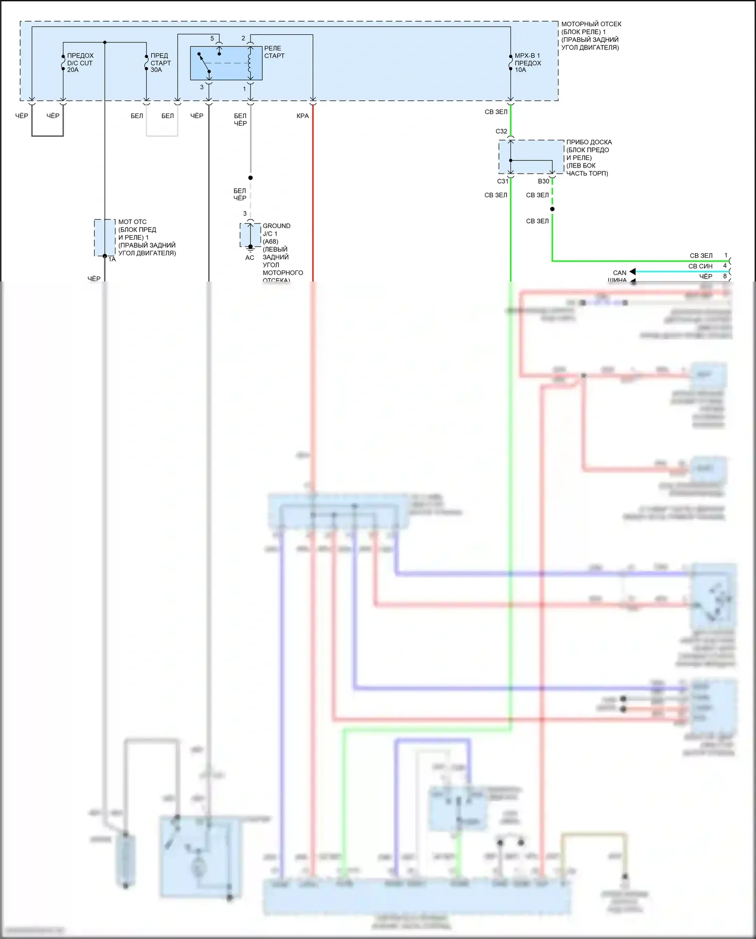 RC Lexus I рестайлинг (2018-2024): Электросхема стартера 