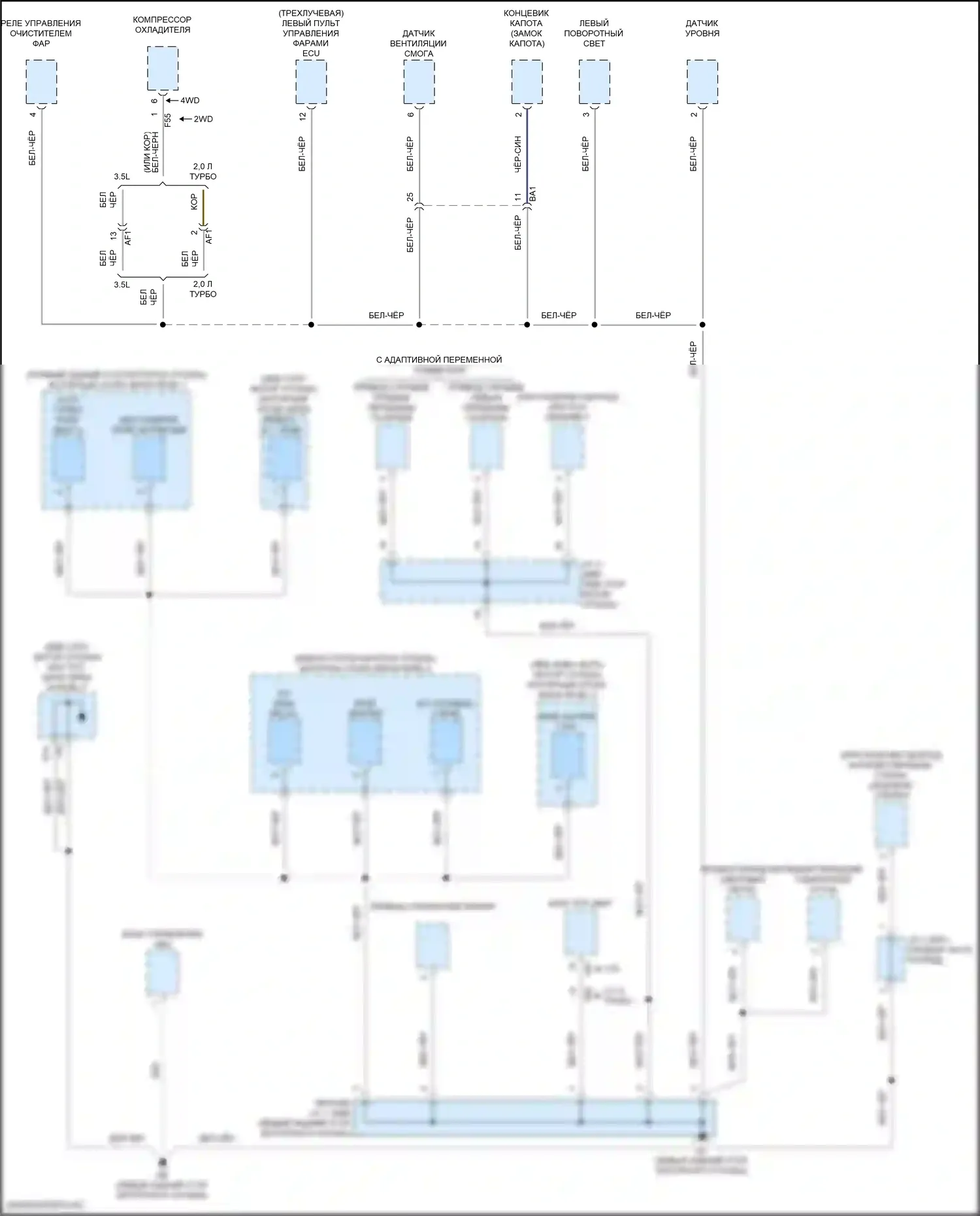 RC Lexus I рестайлинг (2018-2024): Электросхема разводки массы (1 из 7) 