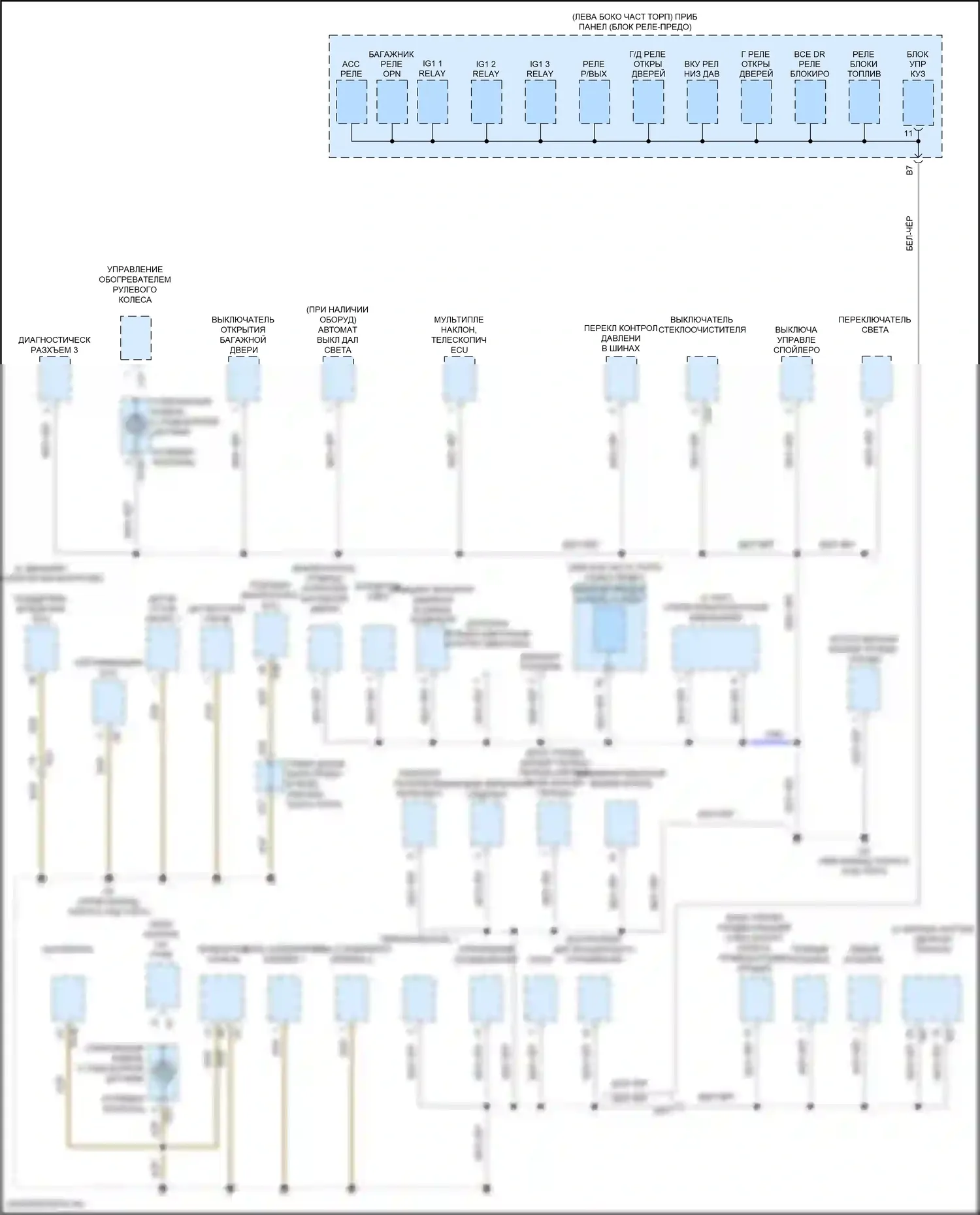 RC Lexus I рестайлинг (2018-2024): Электросхема точек подключения масс (3 из 5) 