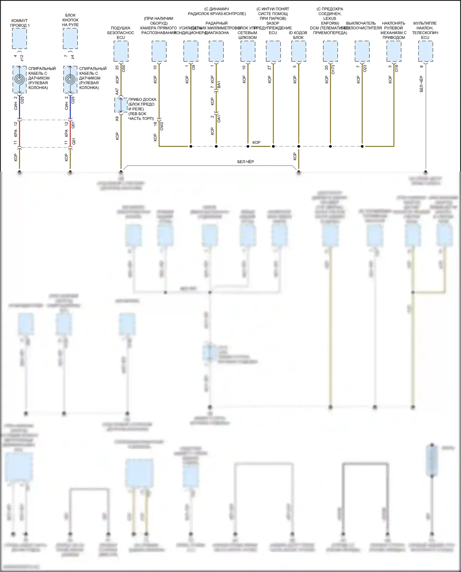 RC Lexus I рестайлинг (2018-2024): Электросхема точек подключения масс (4 из 5) 