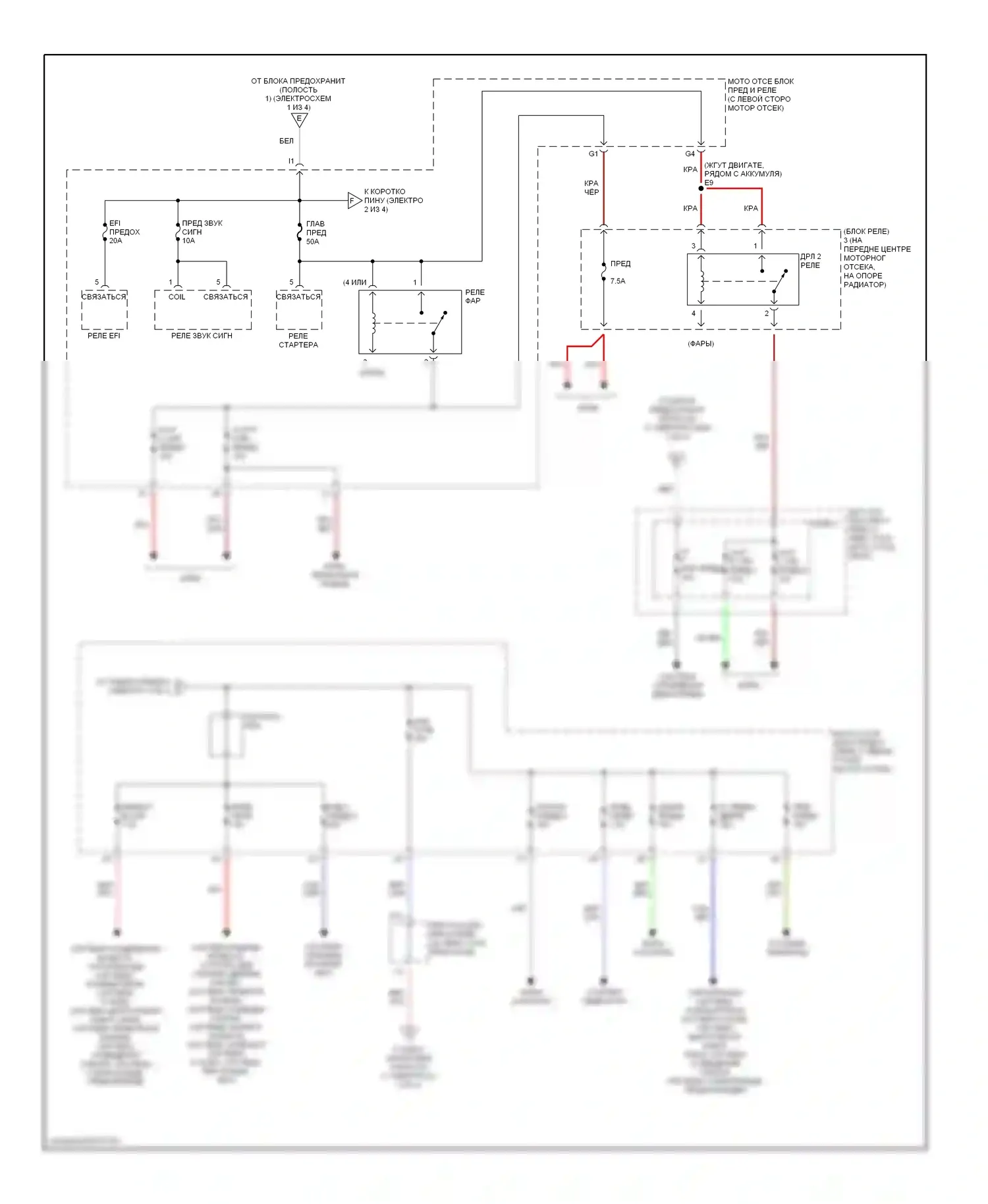 RX Lexus I (1997-2003): Электросхема блока предохранителей реле (2 из 4) 