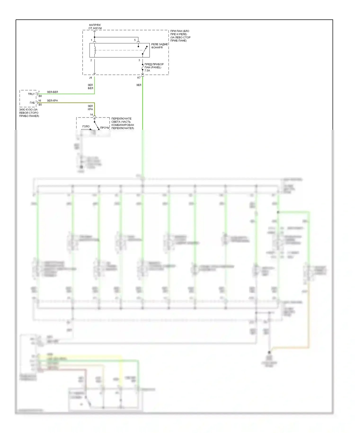 RX Lexus I (1997-2003): Электросхема подсветки приборной панели 