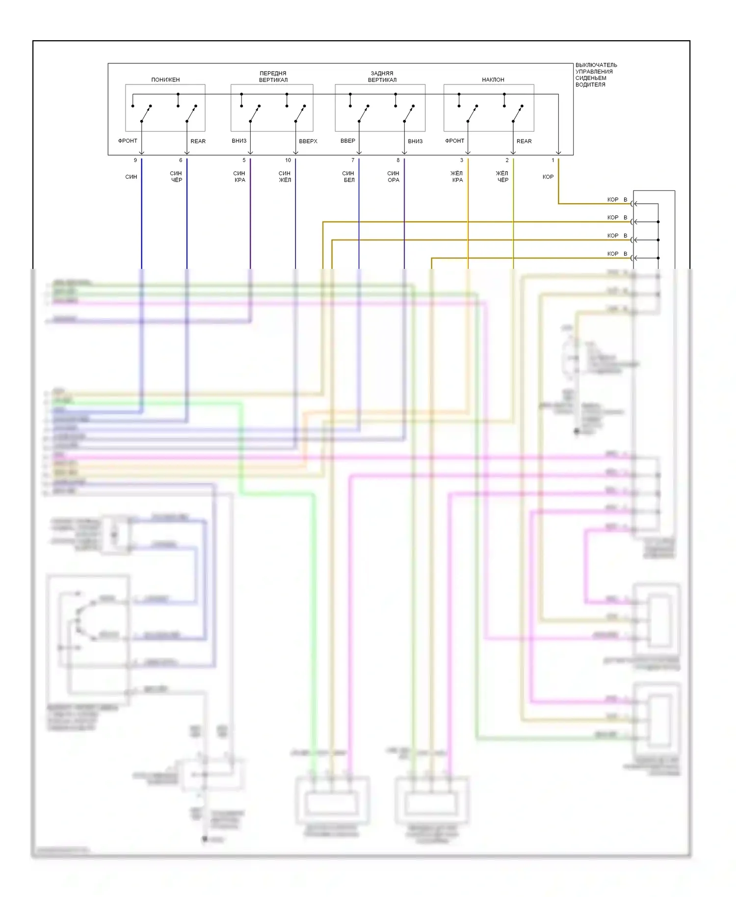 RX Lexus I (1997-2003): Электросхема сиденья памяти (2 из 2) 