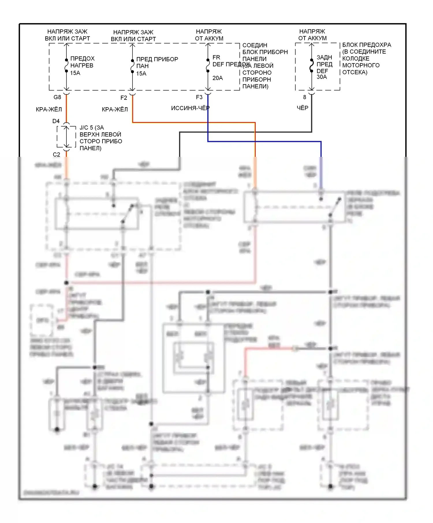 RX Lexus I (1997-2003): Электросхема подогрева 