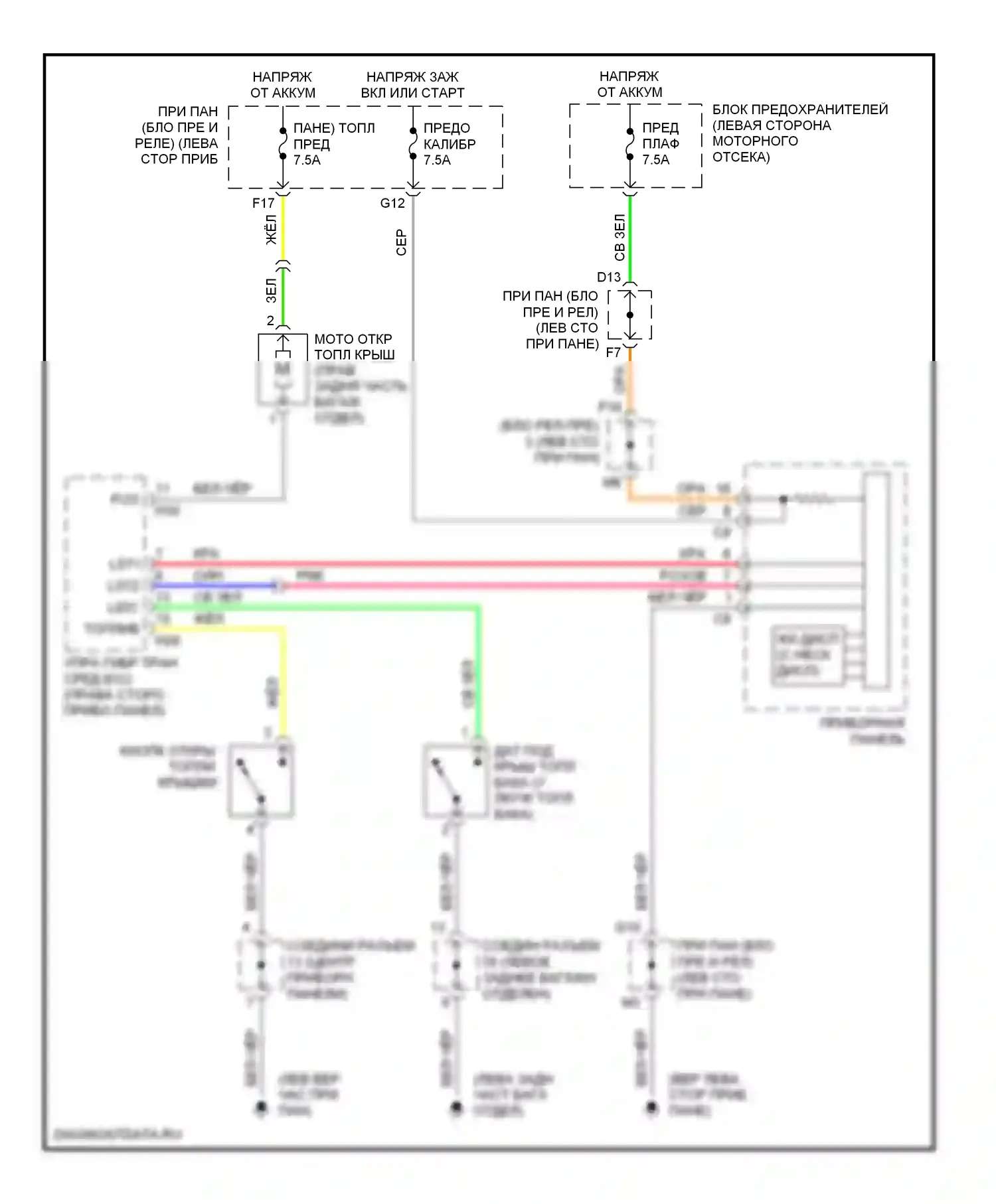 RX Lexus II рестайлинг (2006-2009): Электросхема открытия лючка топливного бака 