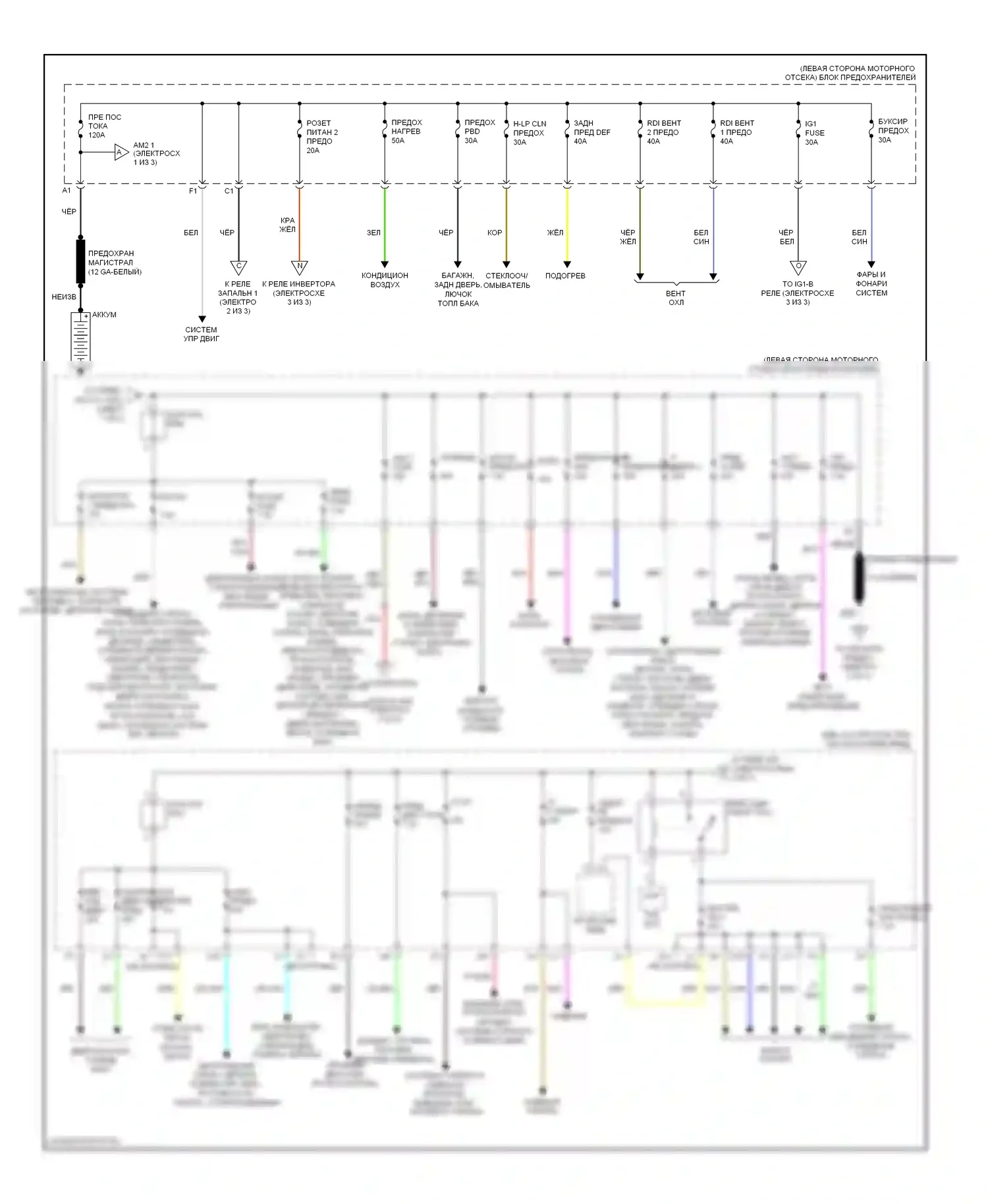 RX Lexus II рестайлинг (2006-2009): Электросхема блока предохранителей реле (1 из 3) 